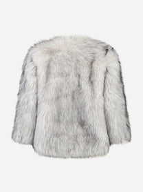 Giacca senza colle con maniche a tre quarti in ecofur