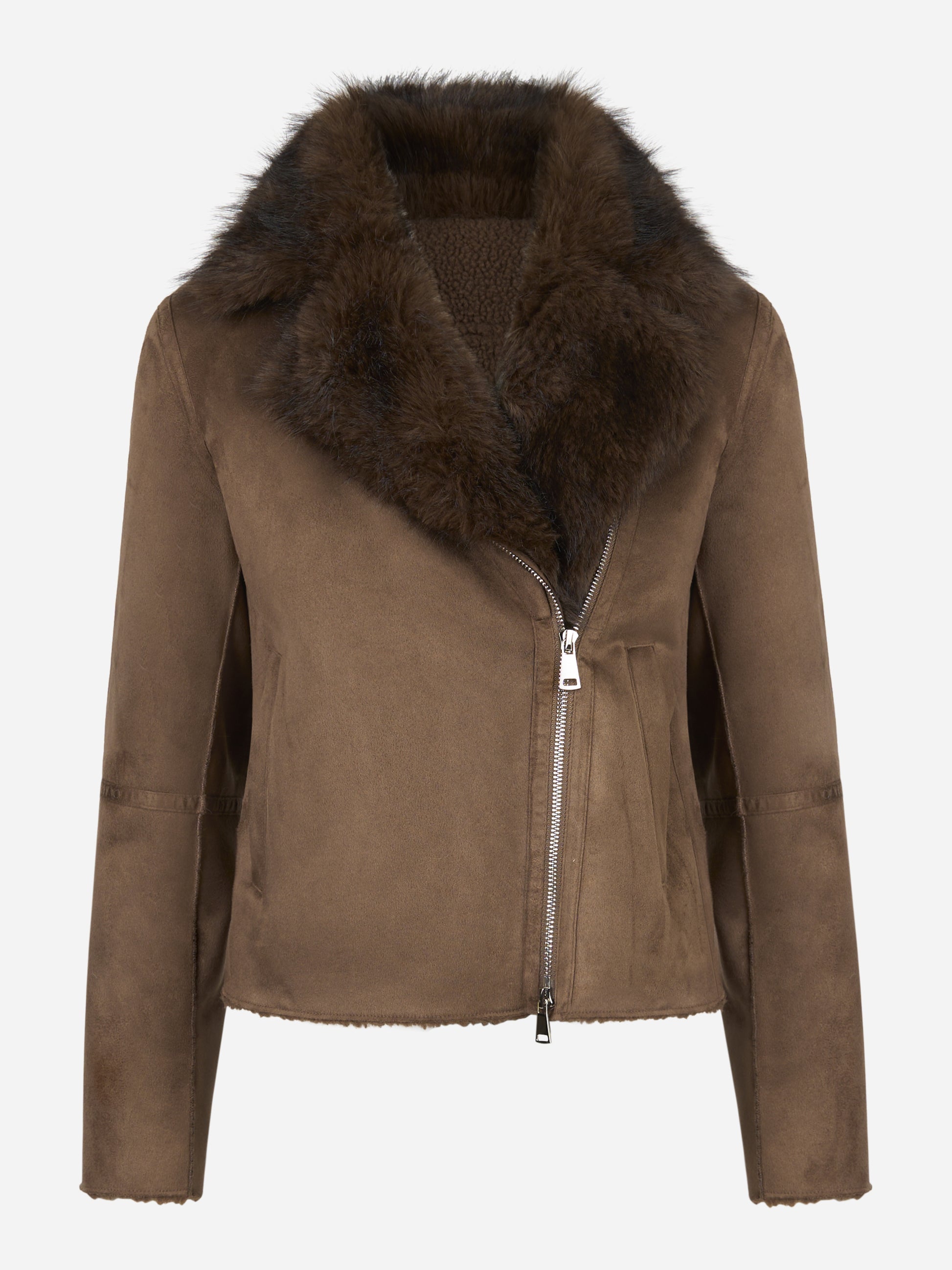 Biker beige in eco shearling