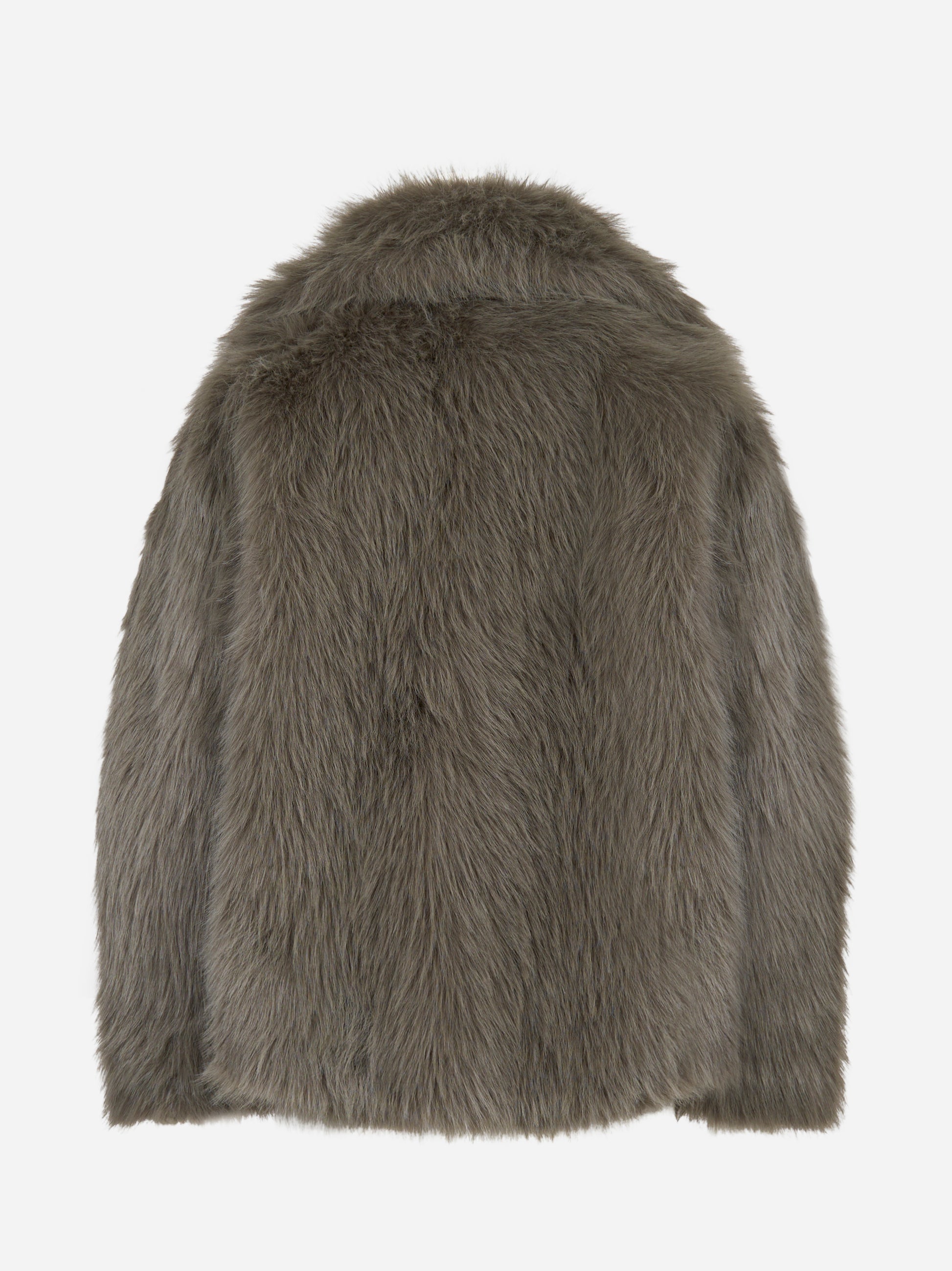 Giacca corta grigia con collo aperto in ecofur