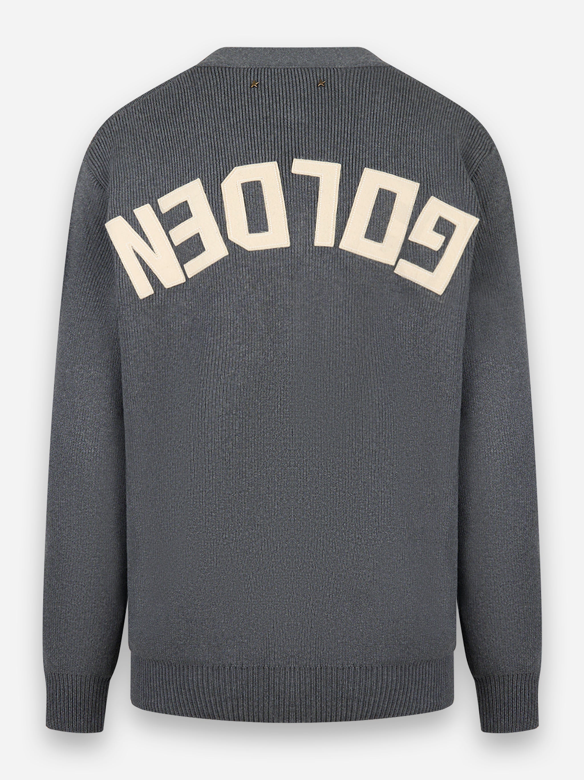 Cardigan in maglia di cotone con logo Grigio