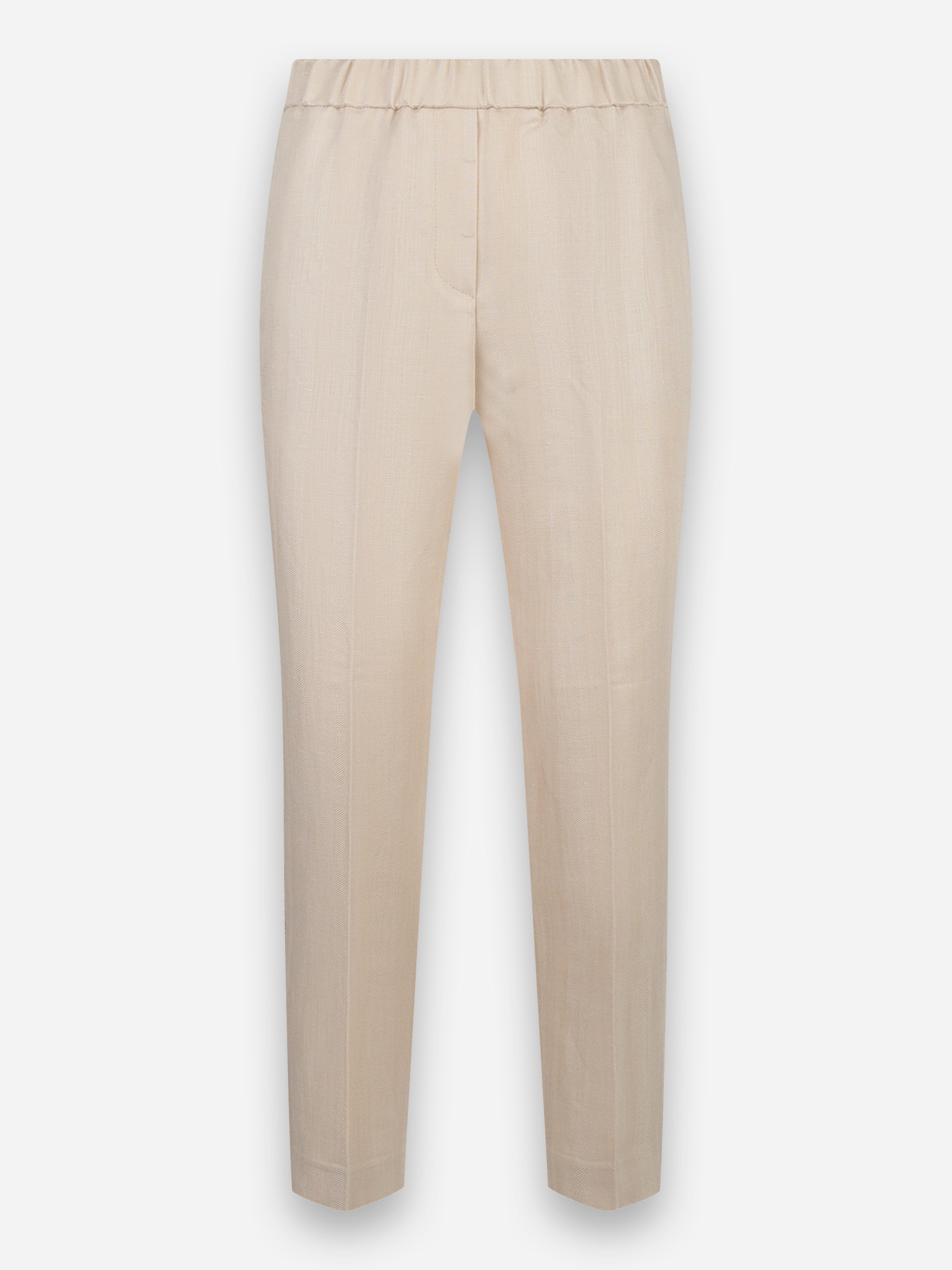 Pantalone a palazzo con elastico in vita in lino e viscosa Beige