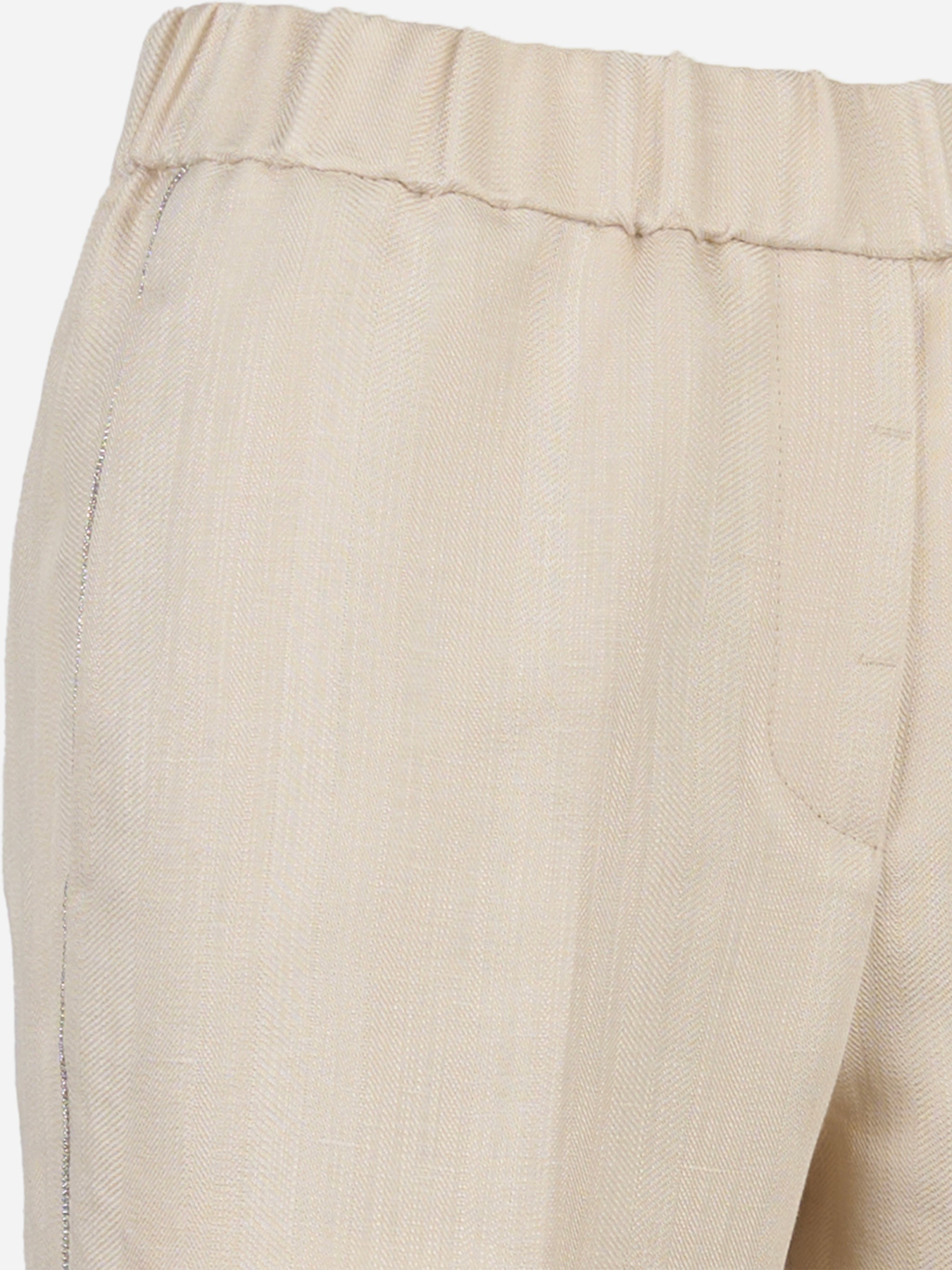 Pantalone a palazzo con elastico in vita in lino e viscosa Beige