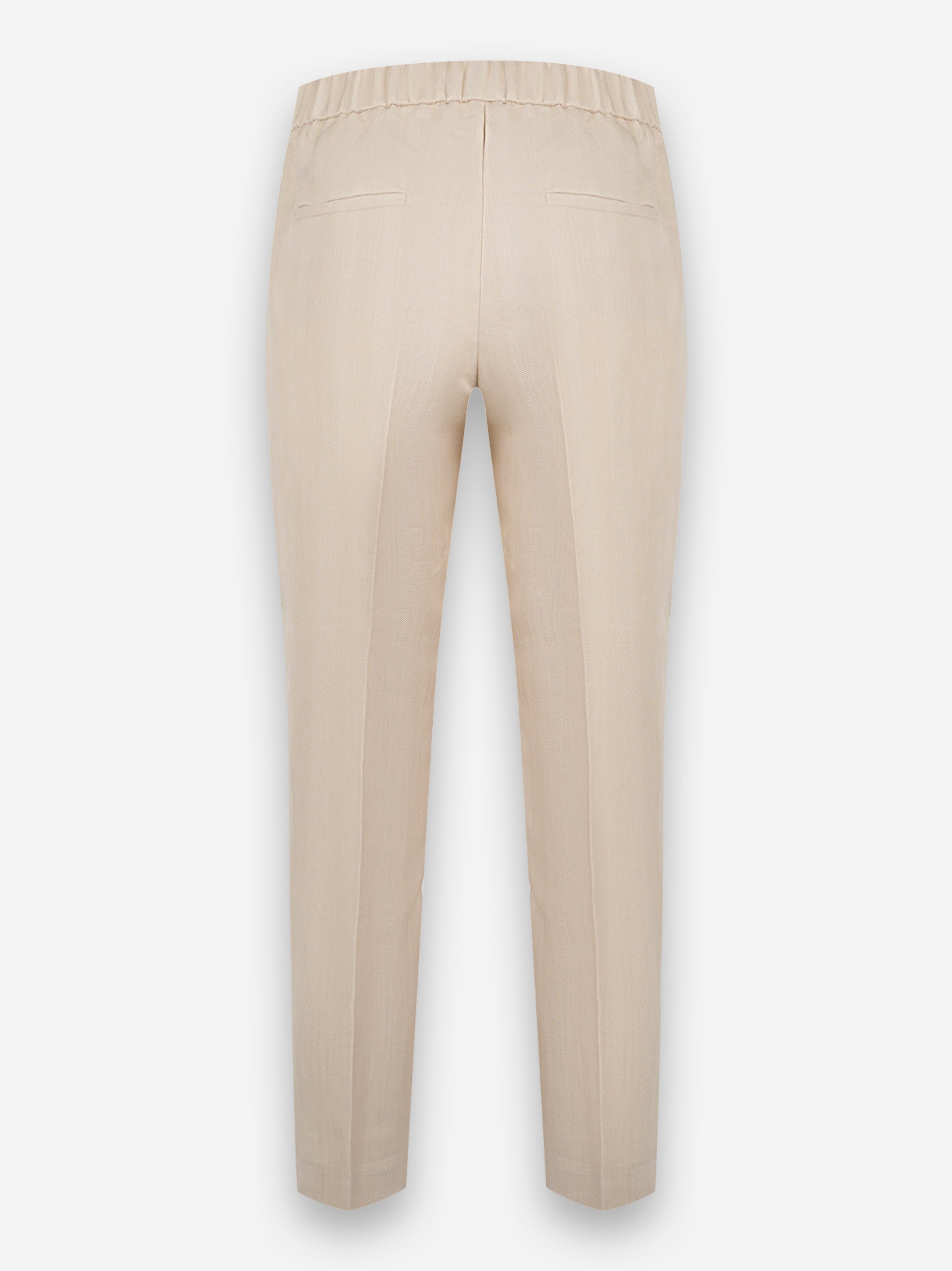Pantalone a palazzo con elastico in vita in lino e viscosa Beige