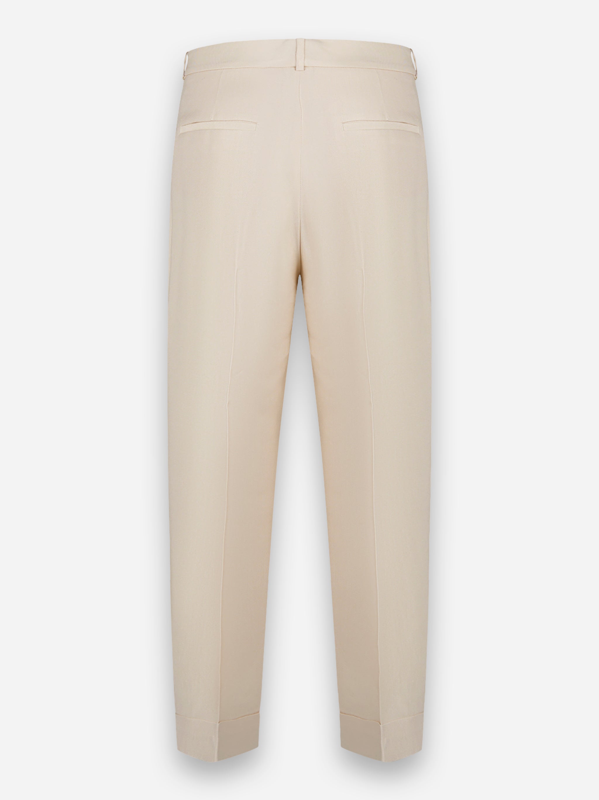 Pantalone in gabardina lucida di lino e viscosa Beige