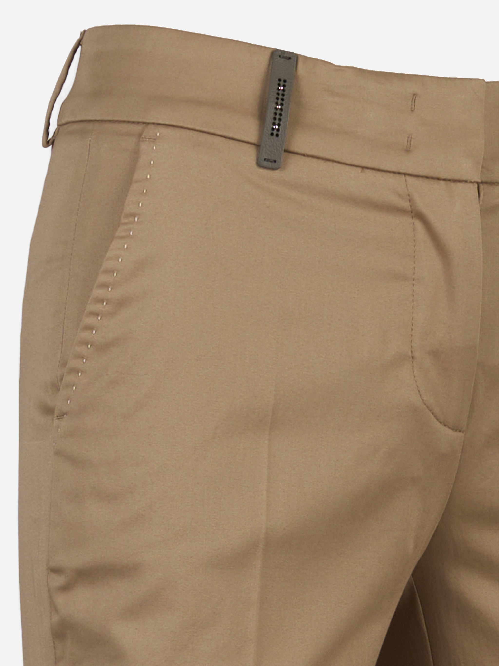 Pantalone in raso leggero di cotone stretch Marrone