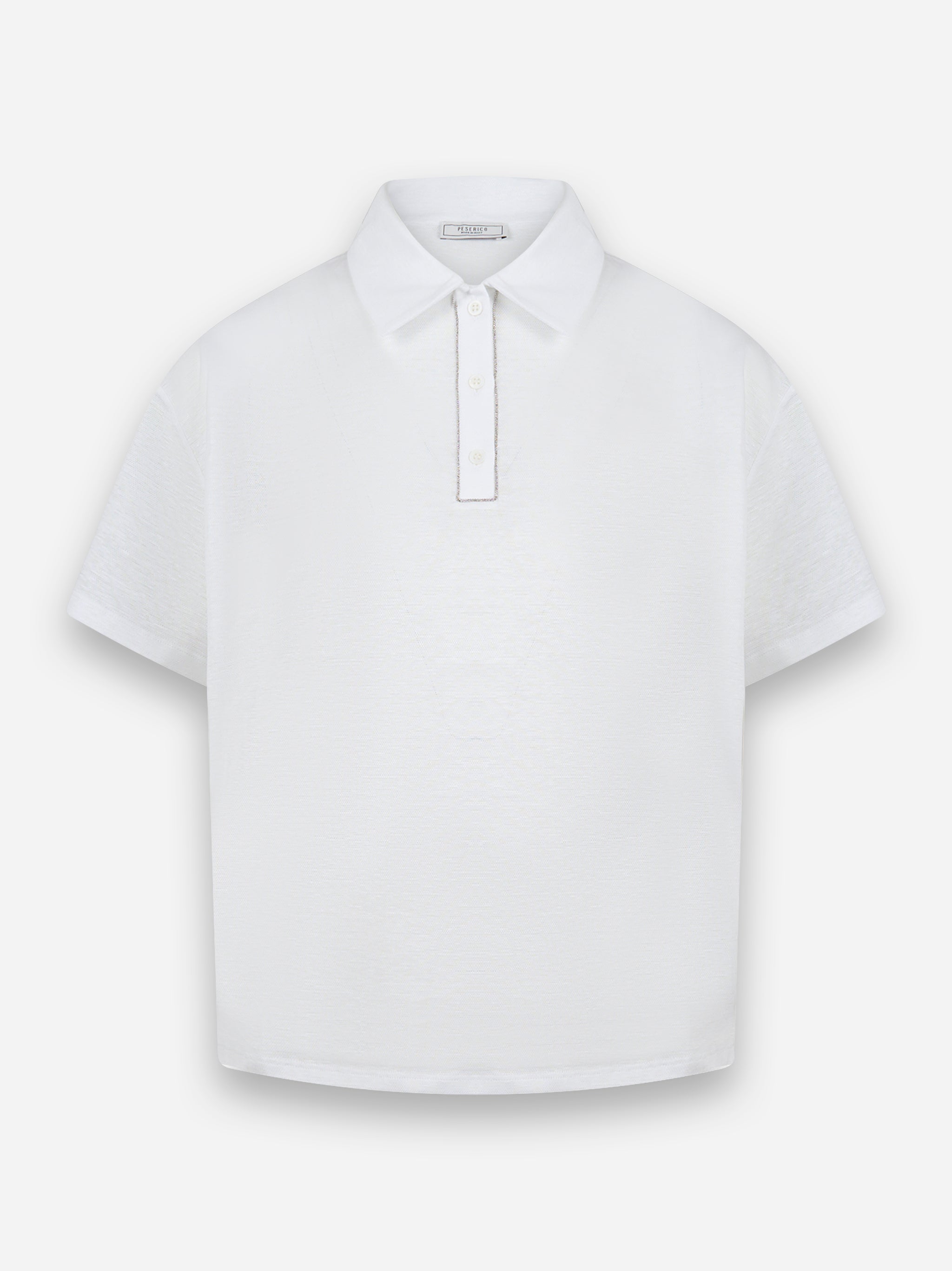Polo manica corta in jersey di lino Bianco