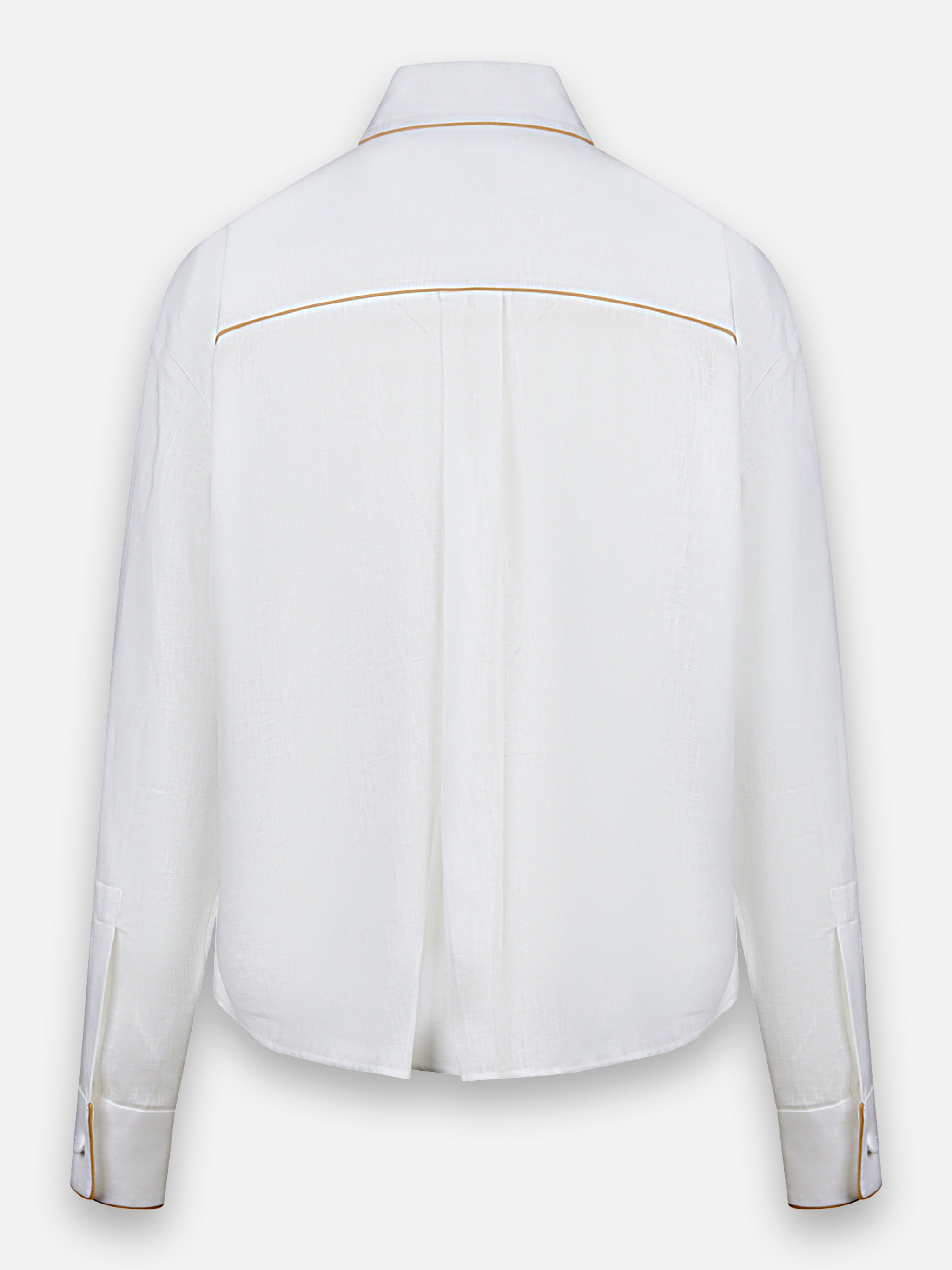 Camicia in lino con profili a contrasto Bianco