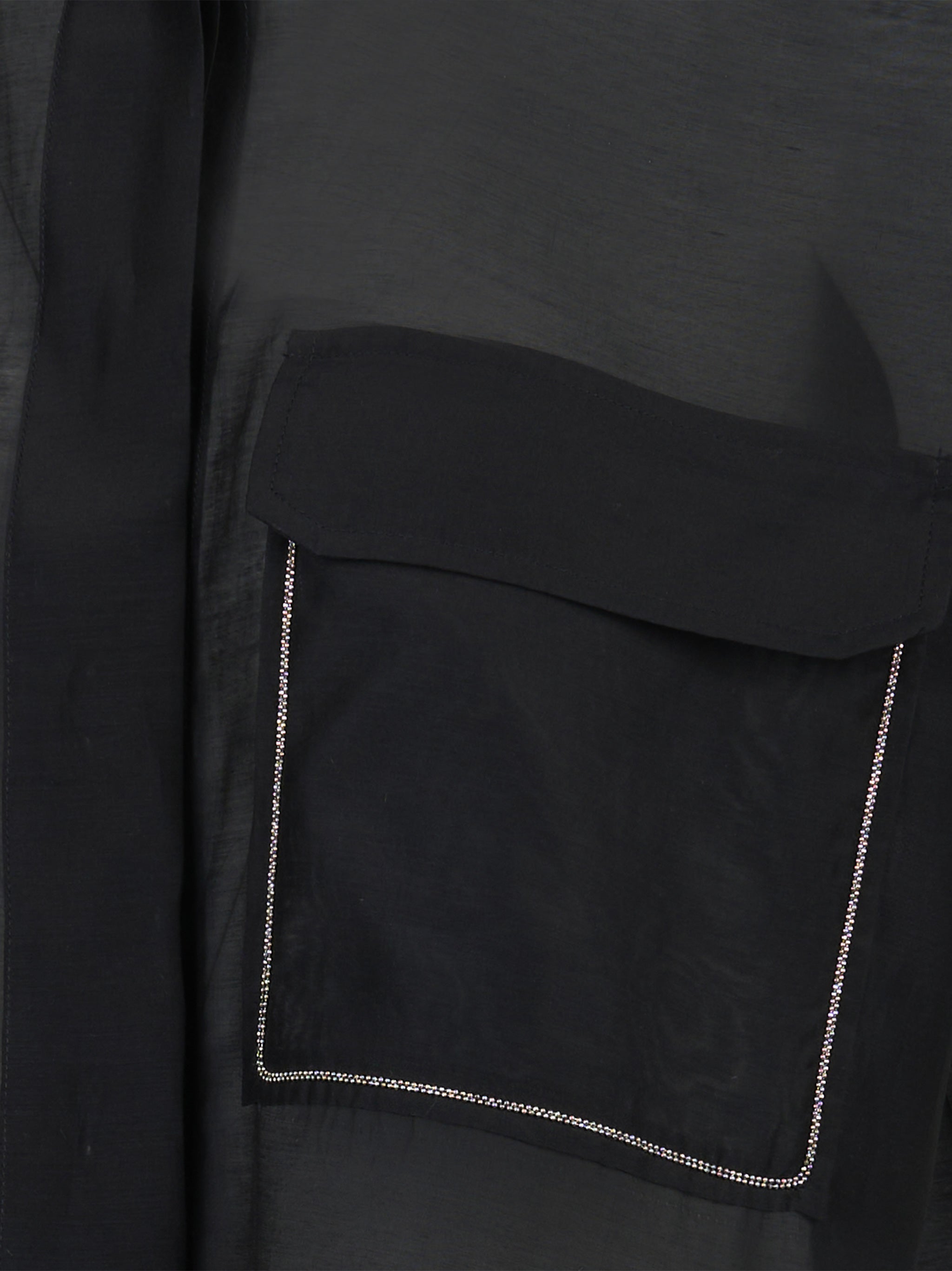 Camicia in organza di cotone e seta Nero