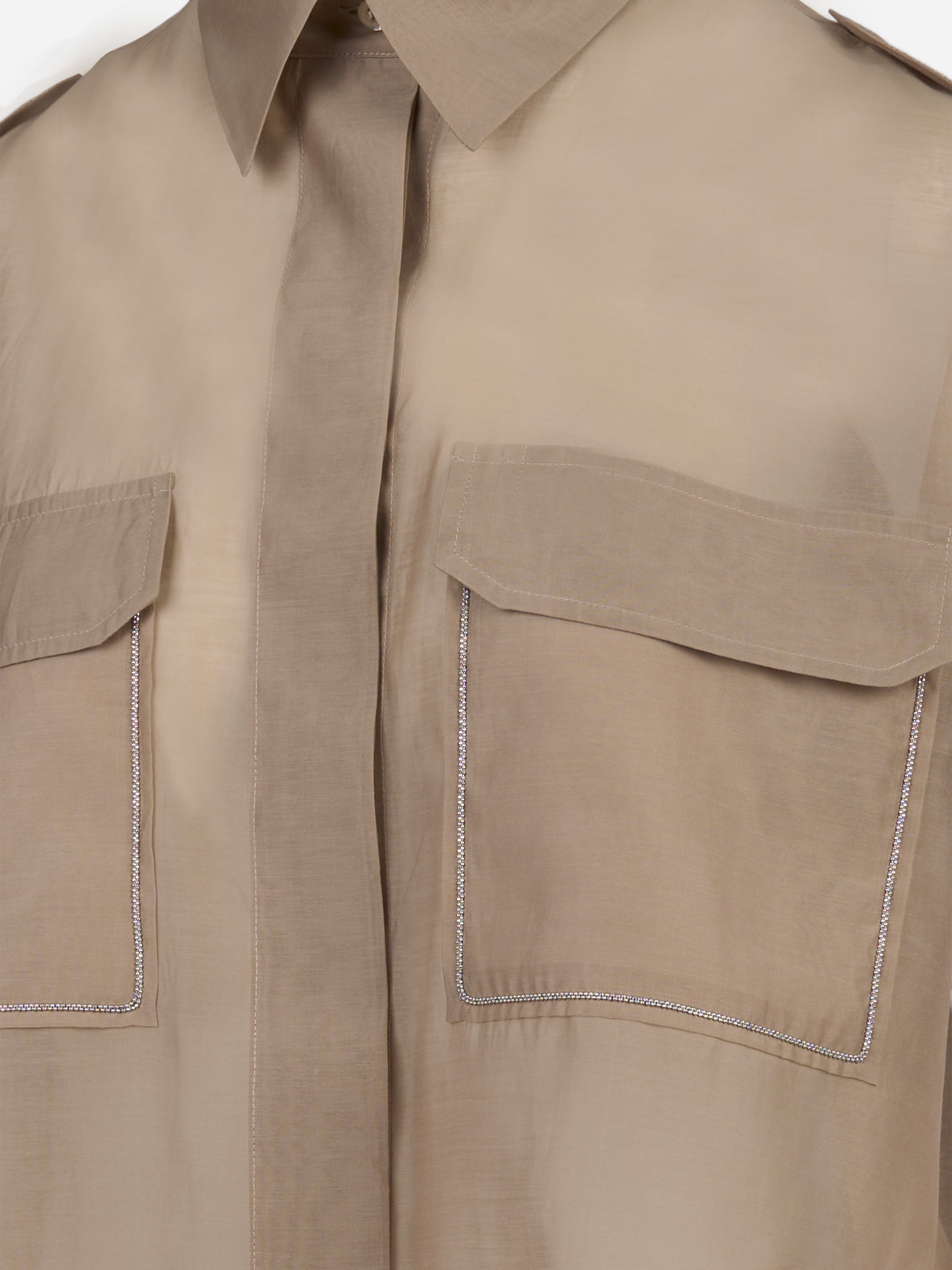 Camicia in organza di cotone e seta Beige