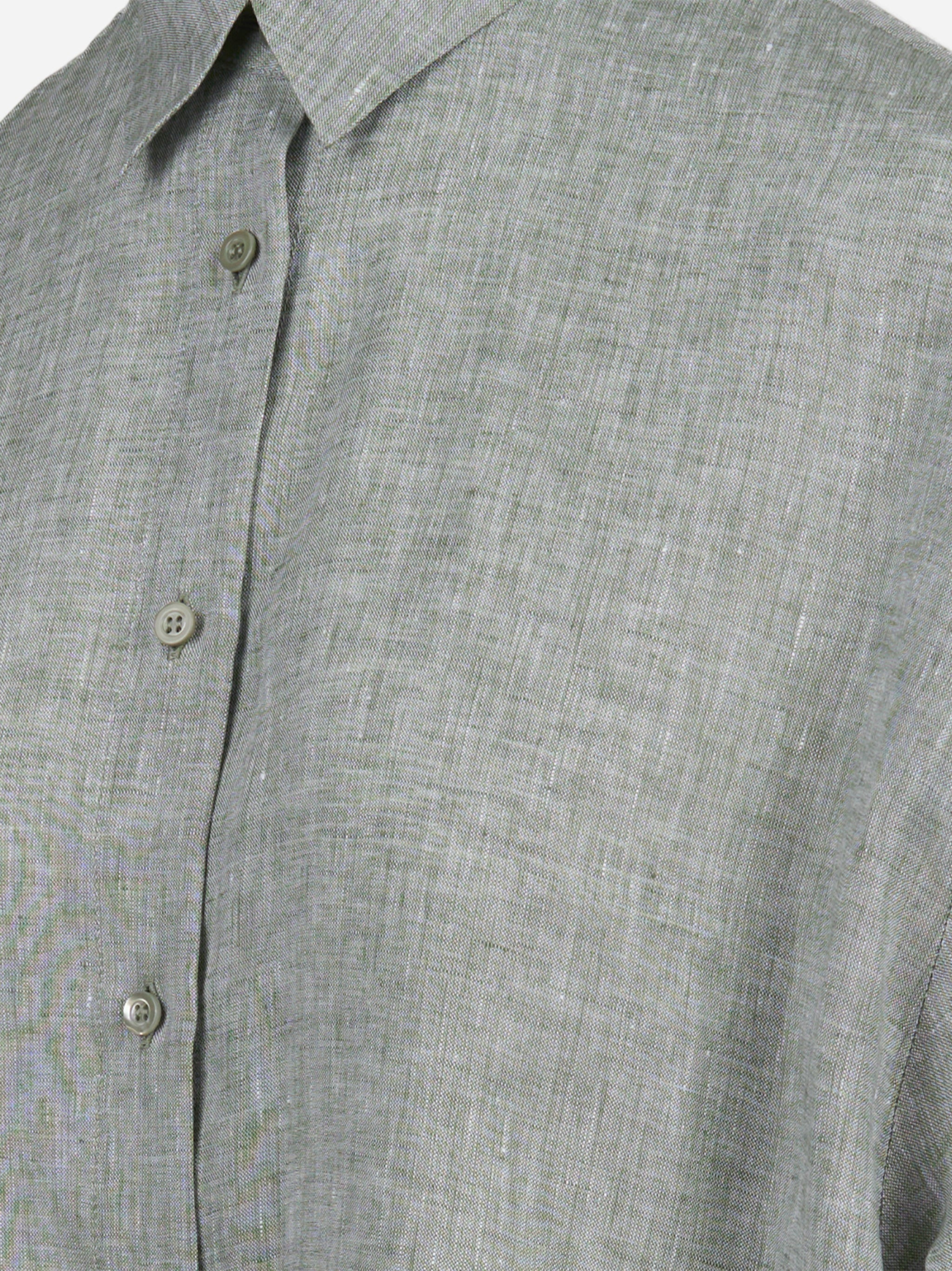 Abito camicia in tela di puro lino Verde