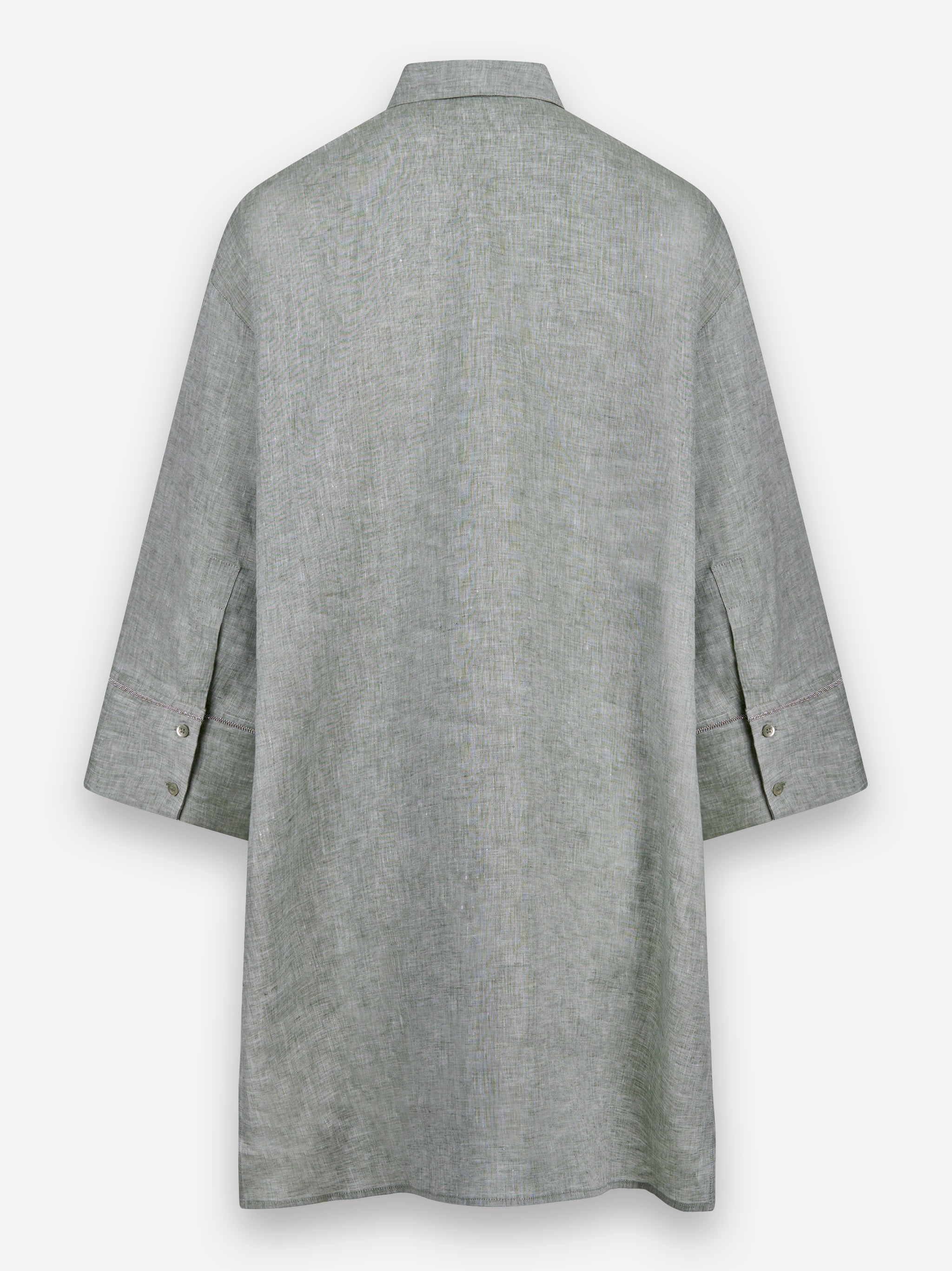 Abito camicia in tela di puro lino Verde