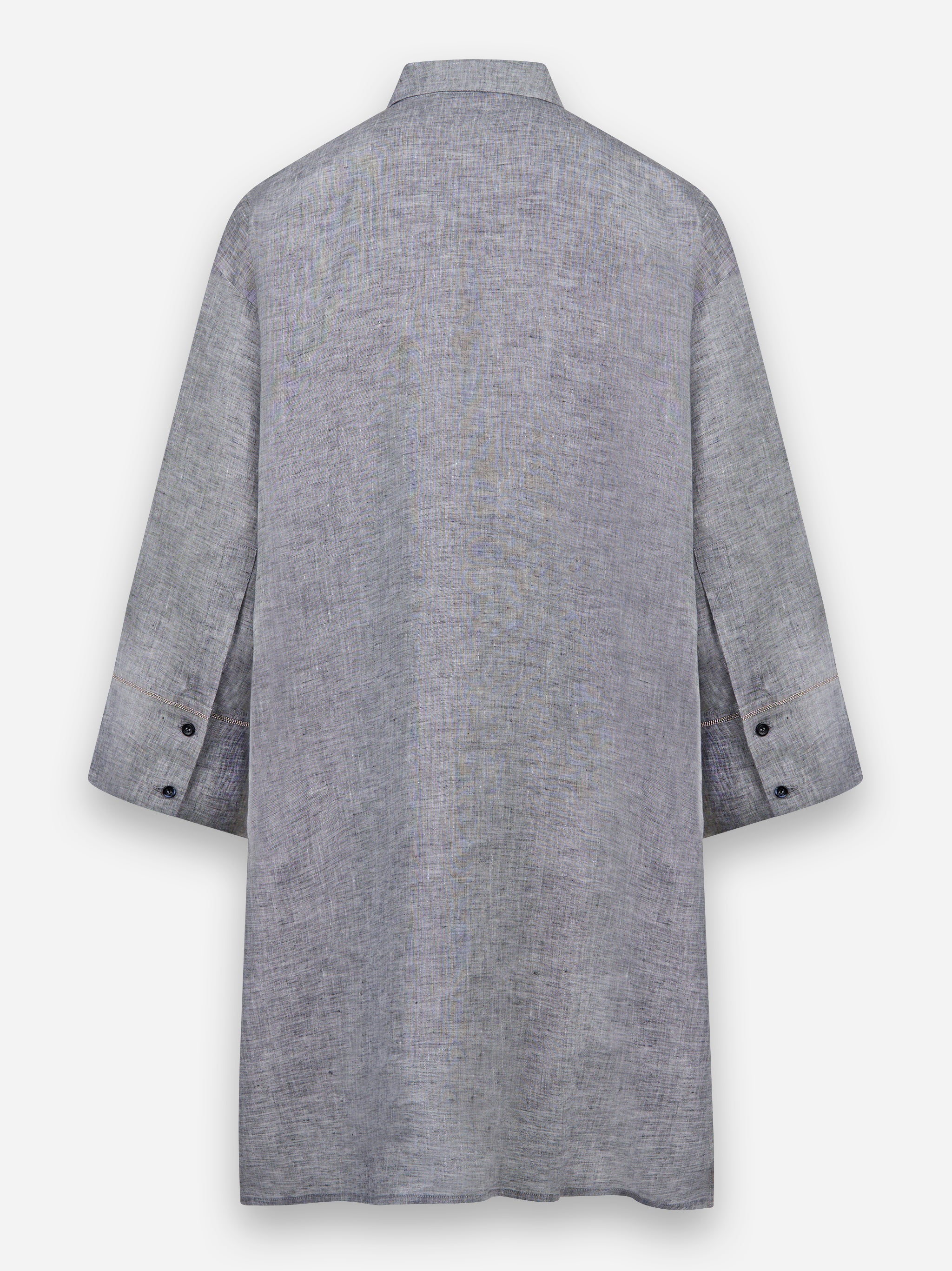 Abito camicia in tela di puro lino Grigio