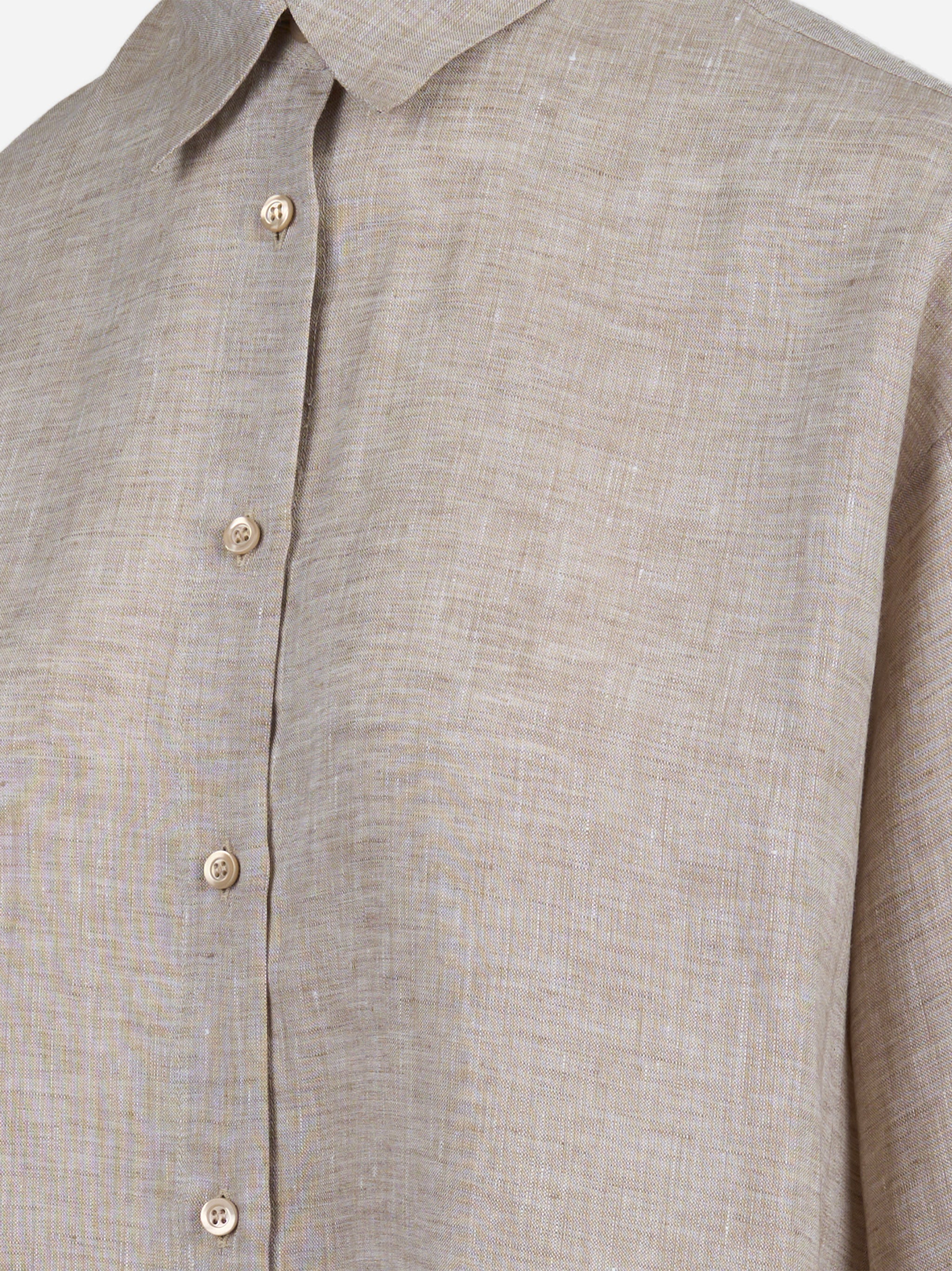 Abito camicia in tela di puro lino Beige