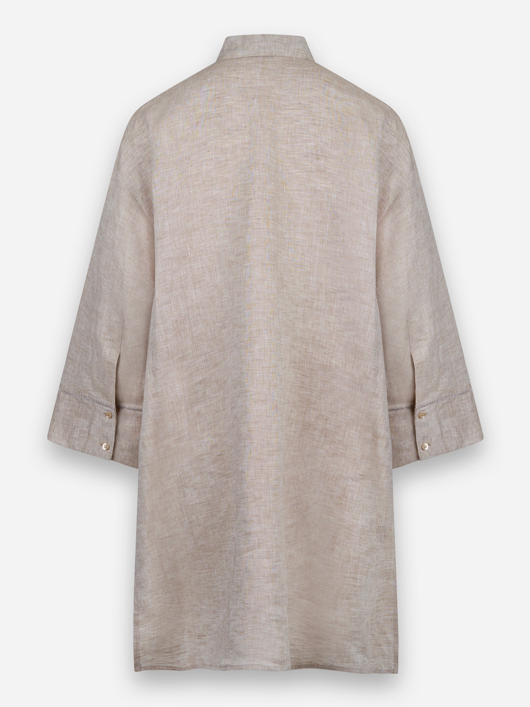 Abito camicia in tela di puro lino Beige