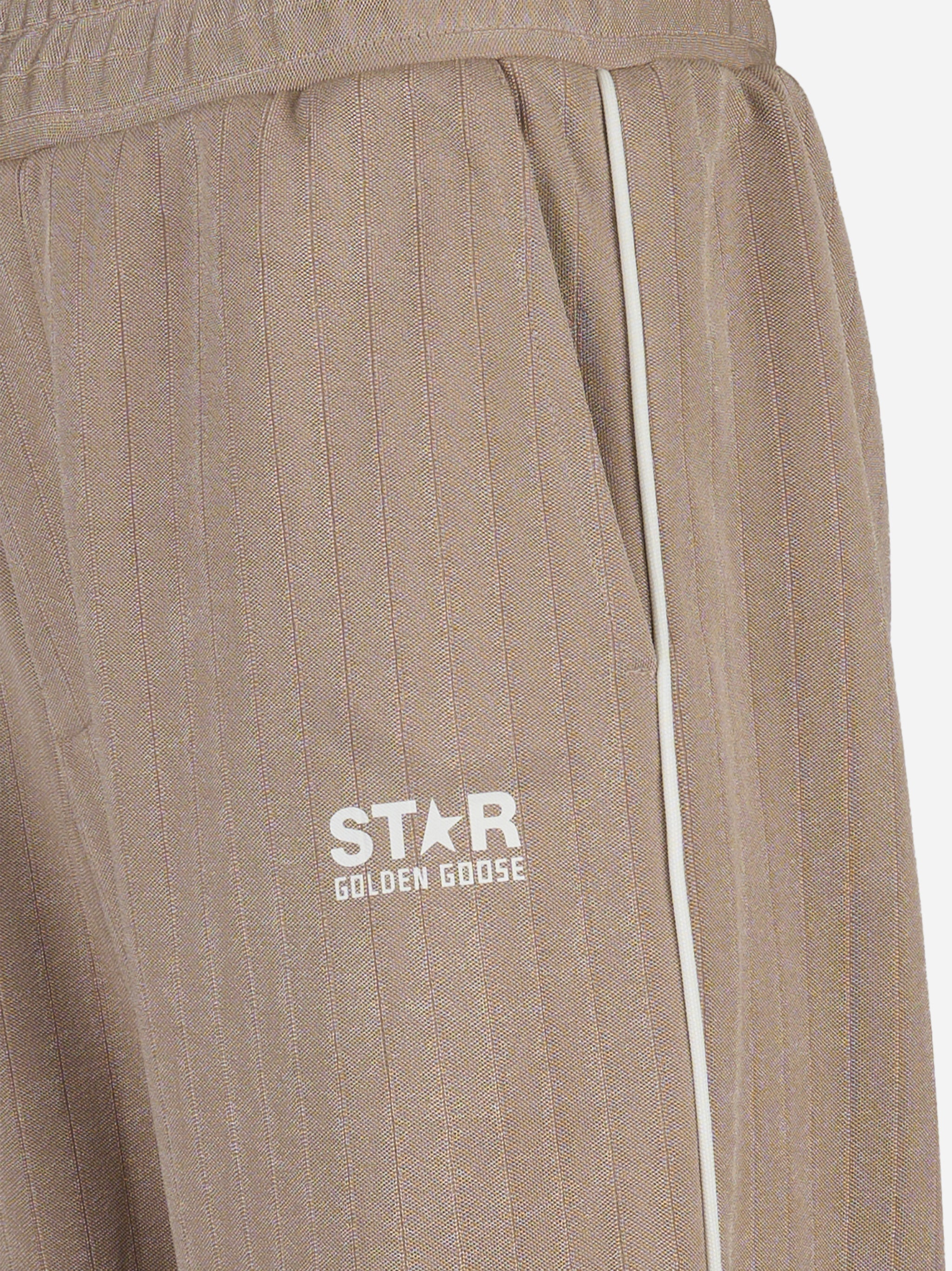Pantalone jogging da uomo di colore beige chiaro con logo bianco Beige