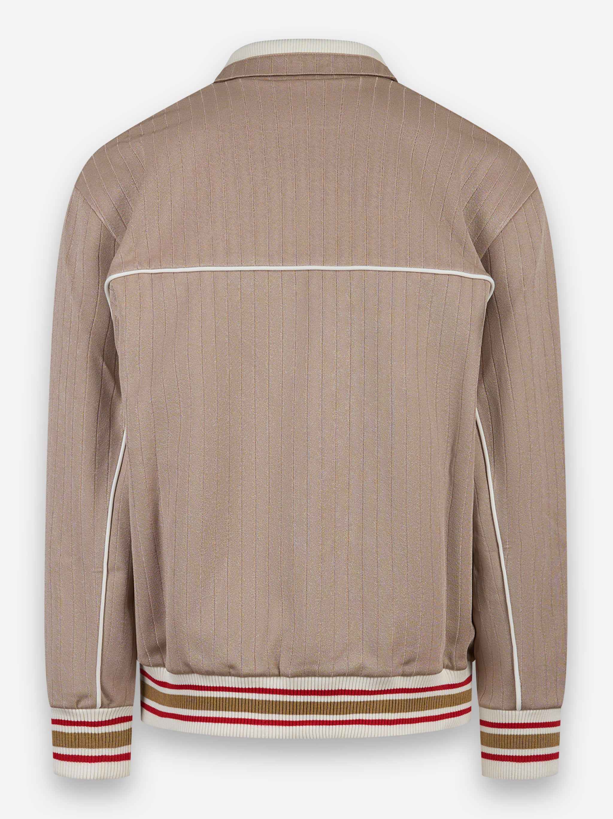 Felpa con zip da uomo di colore beige chiaro con logo bianco Beige