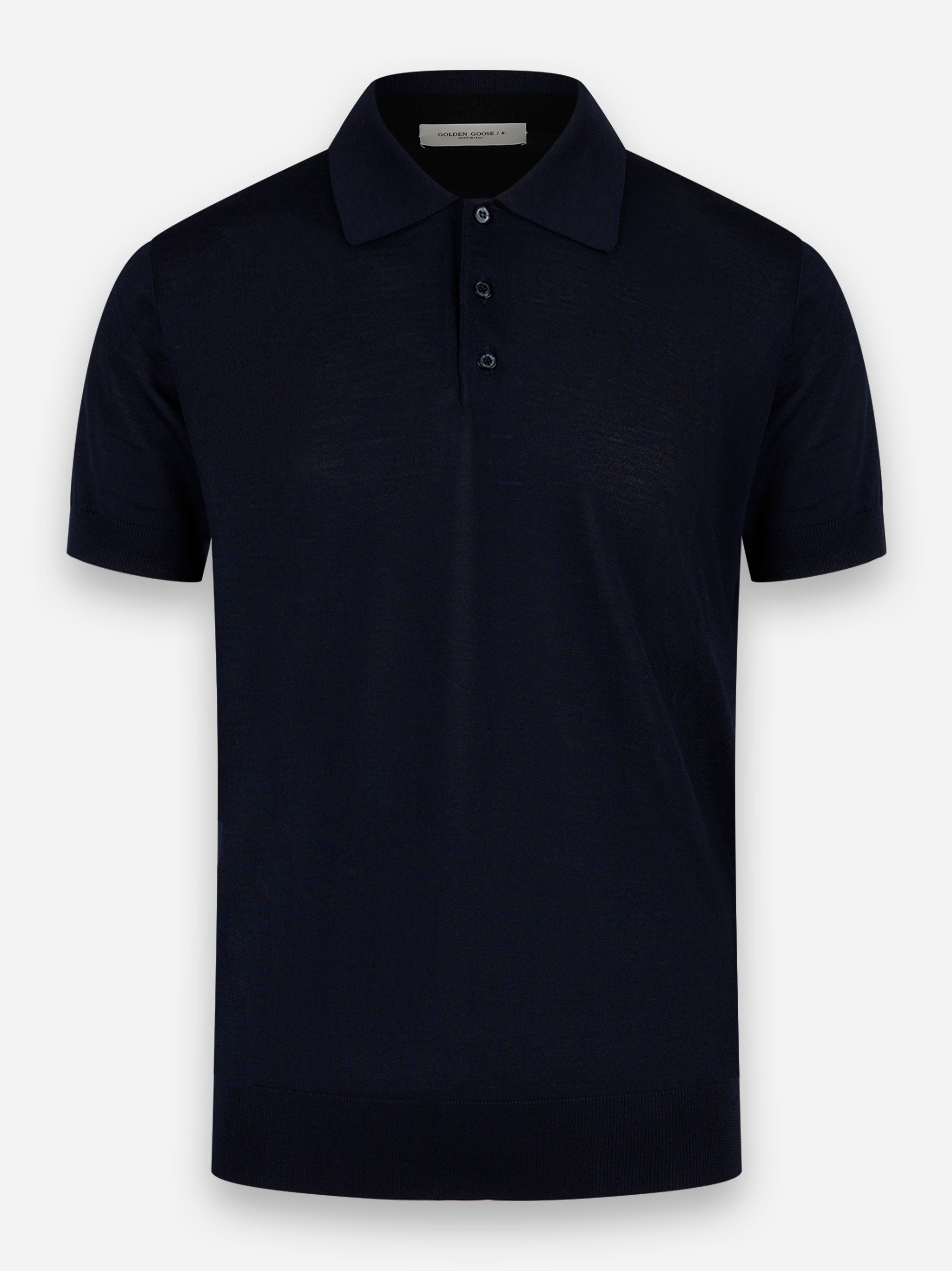 Polo manica corta in lana merinos Blu