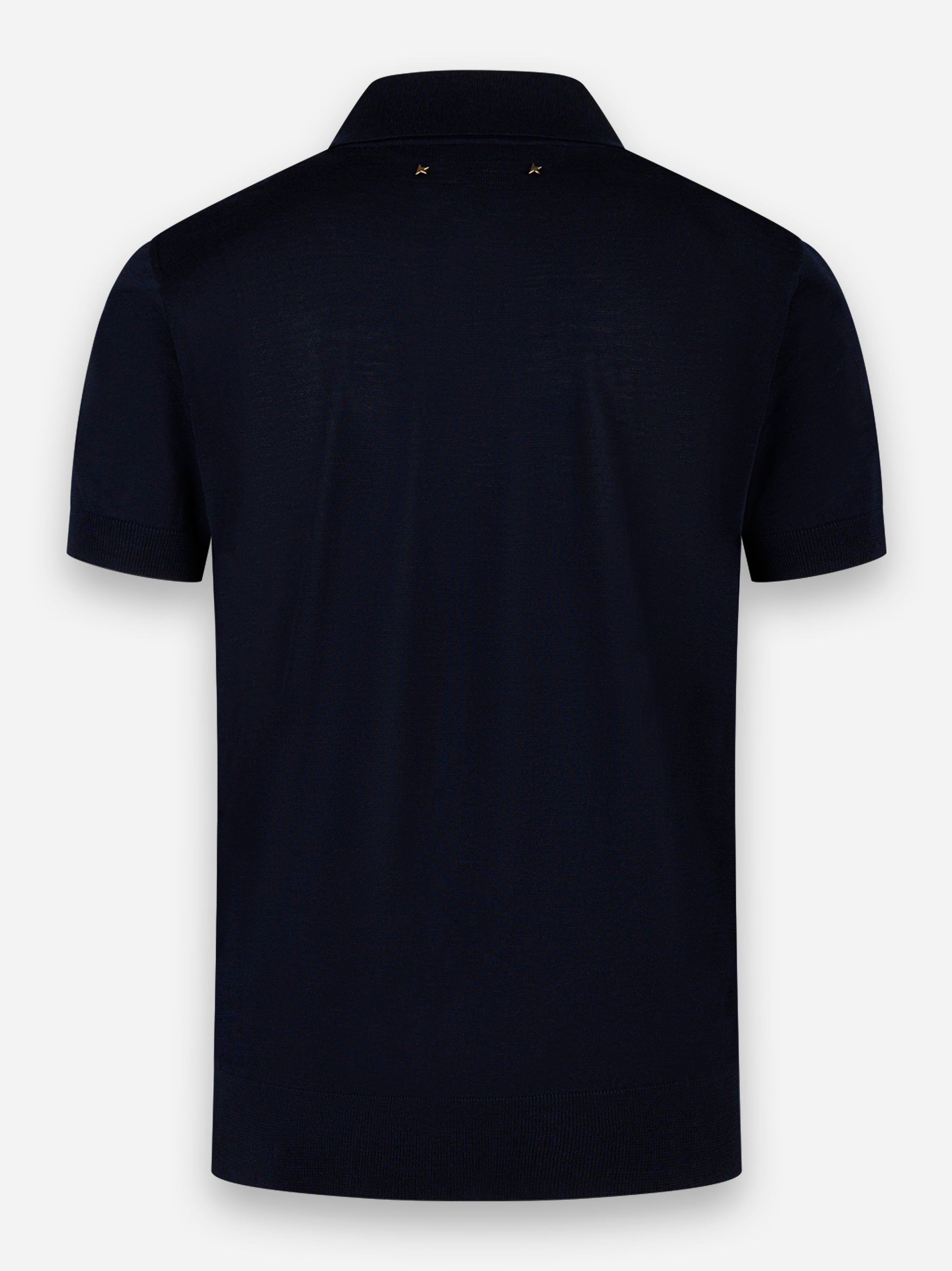 Polo manica corta in lana merinos Blu