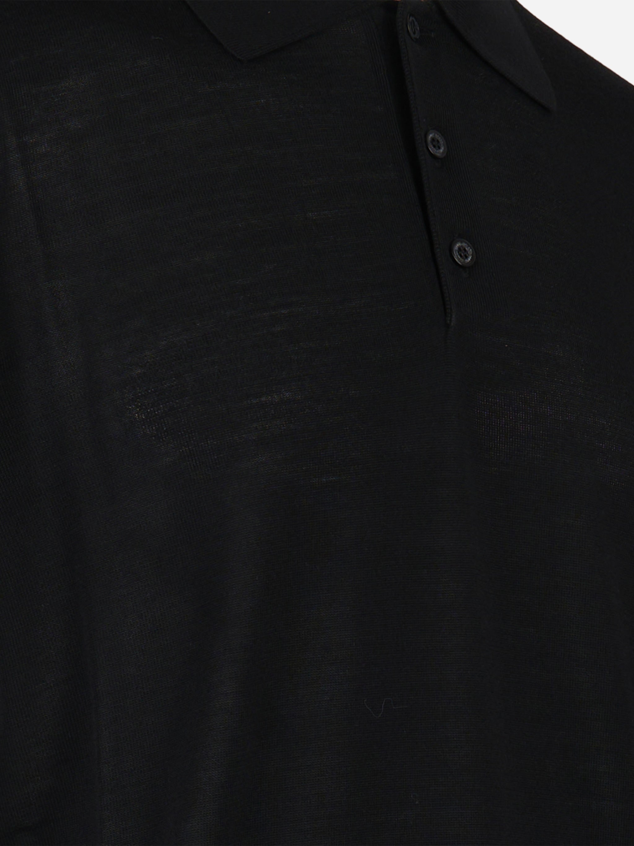 Polo manica corta in lana merinos Nero