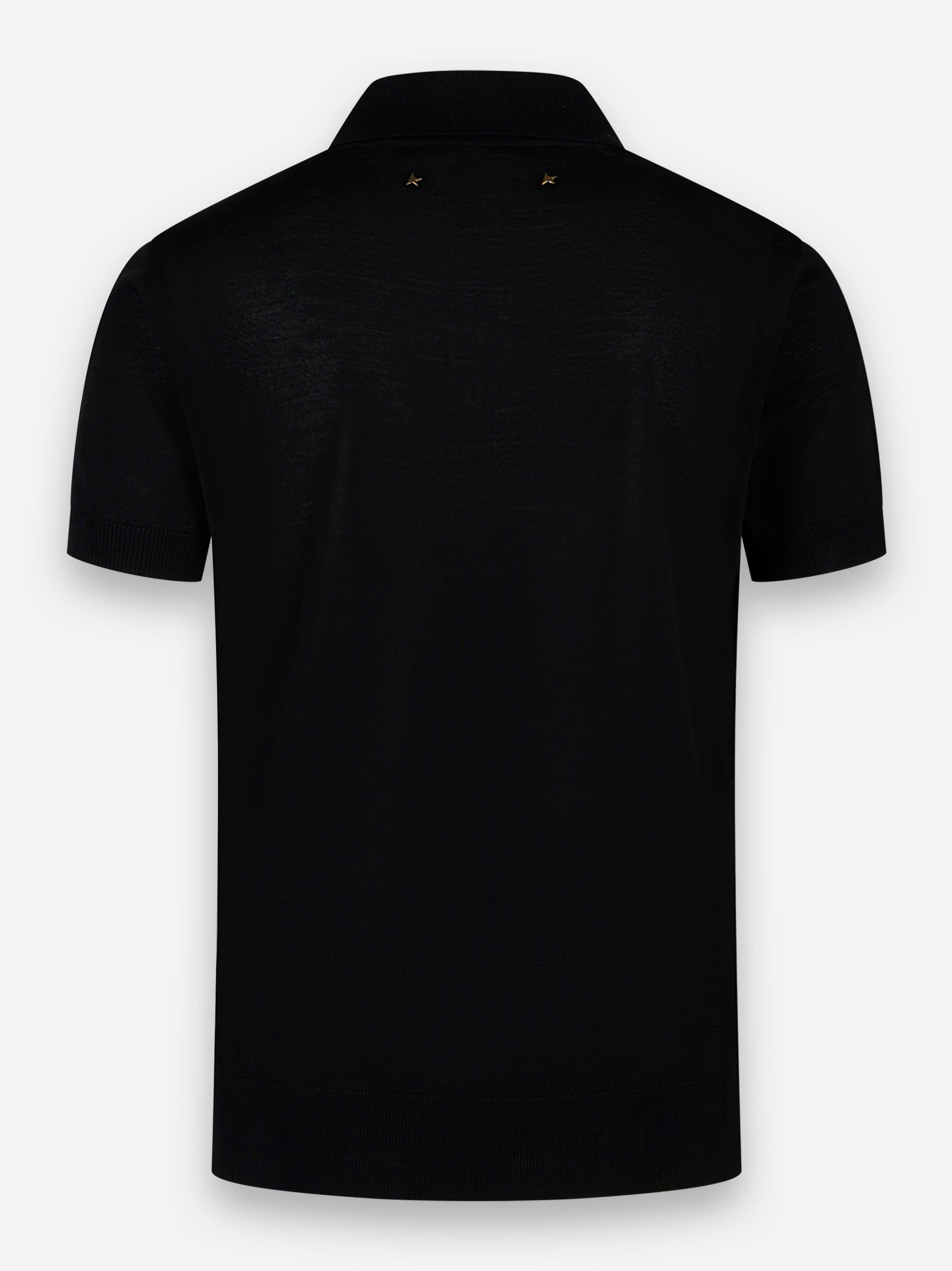 Polo manica corta in lana merinos Nero