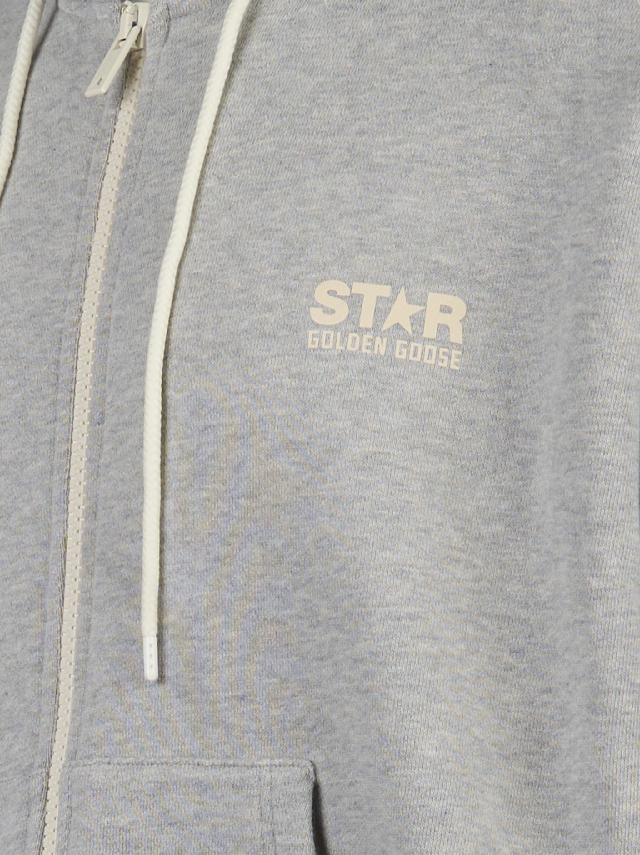 Felpa Star unisex in cotone con cappuccio e zip logo stampato Grigio