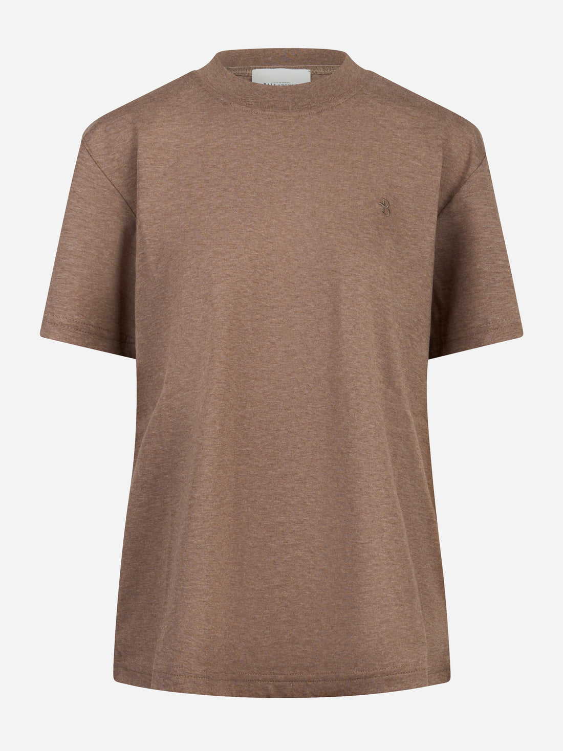 T-shirt in cotone beige con logo ricamato