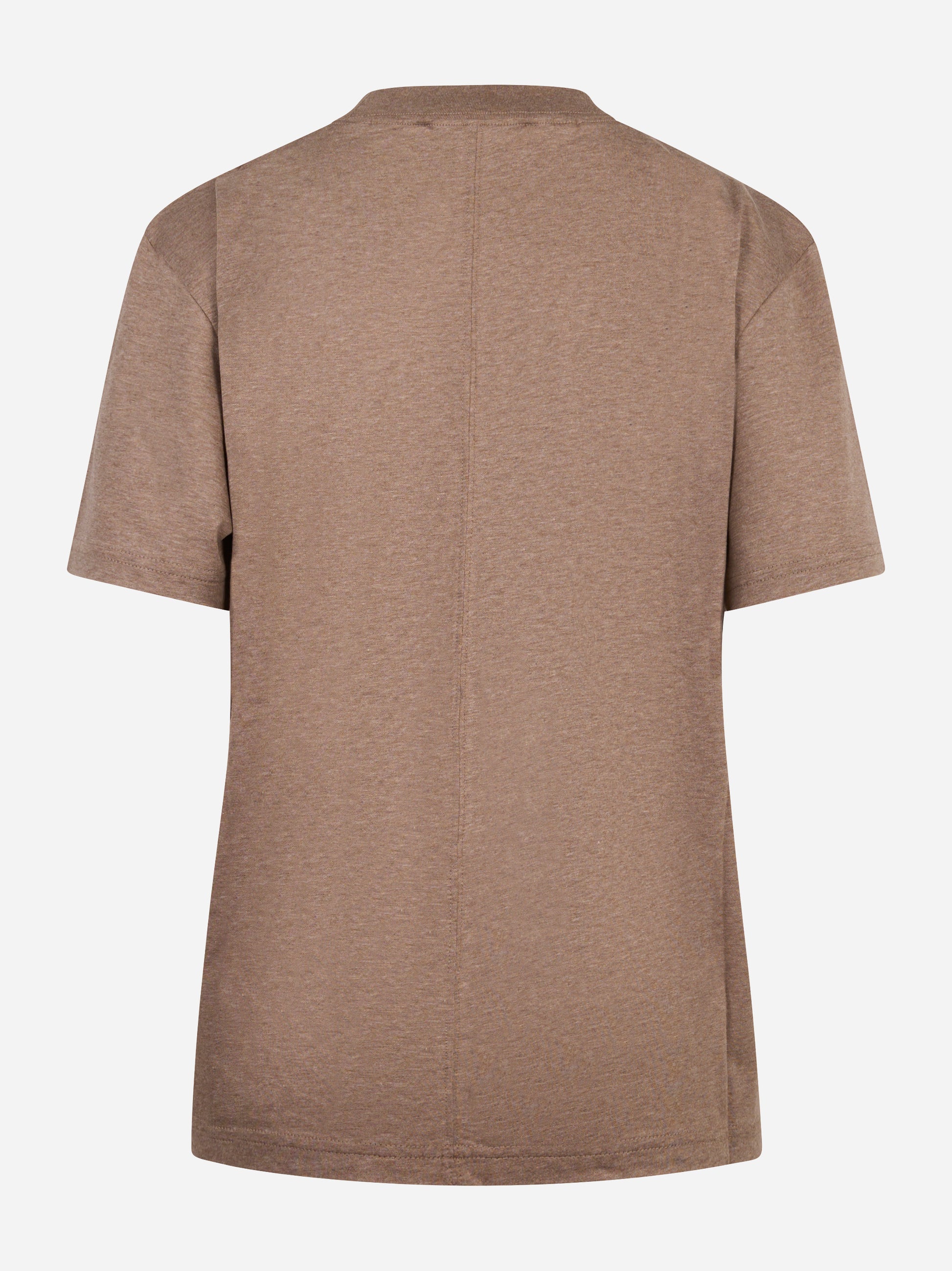 T-shirt in cotone beige con logo ricamato