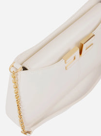 Borsa a spalla con dettaglio logo bianca