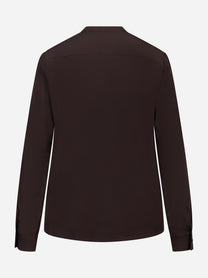 Camicia coreana in misto seta marrone