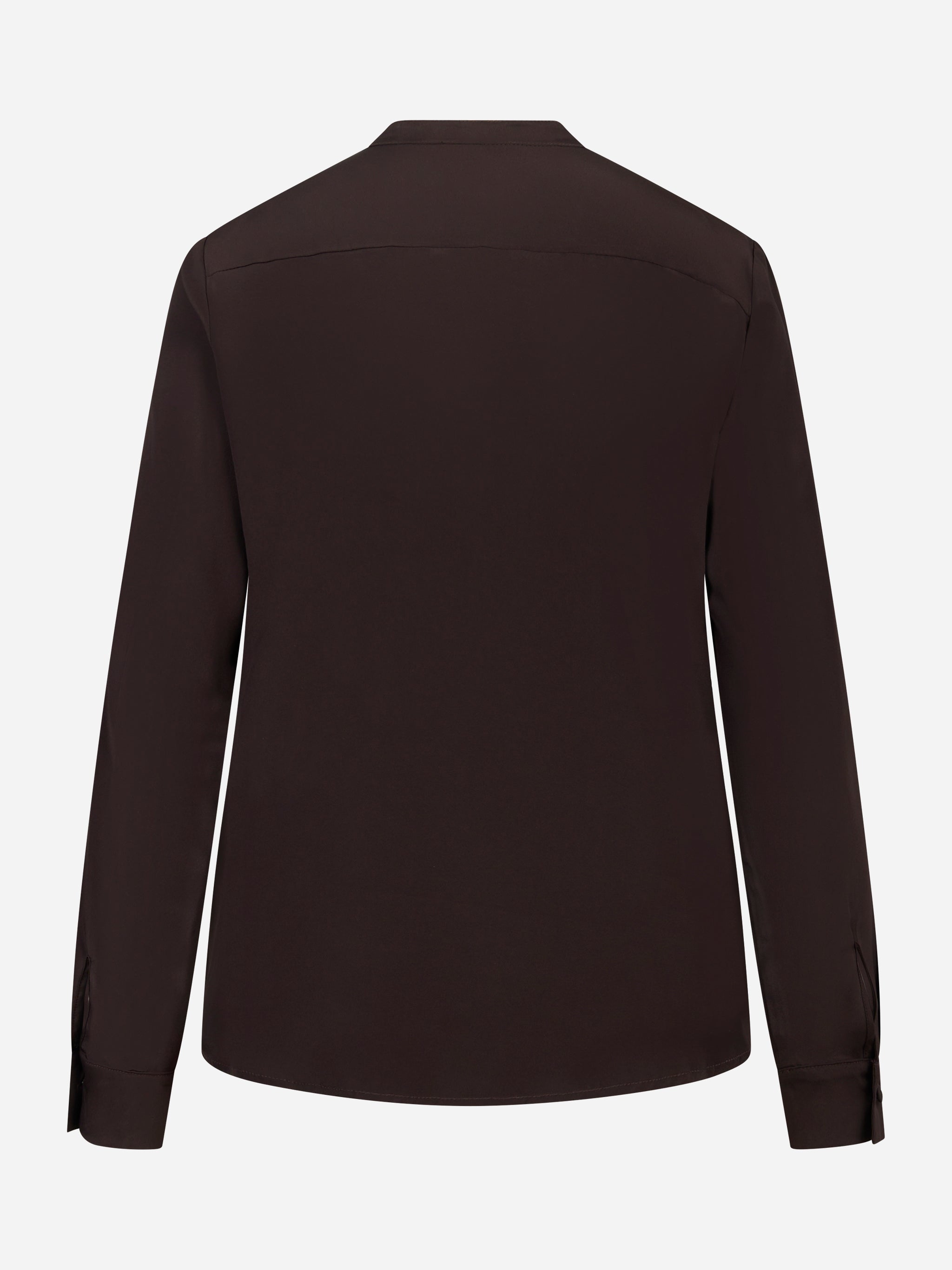 Camicia coreana in misto seta marrone