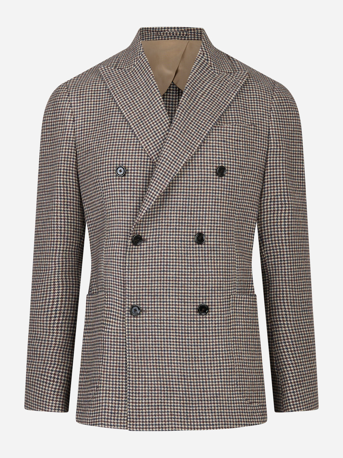 Blazer doppiopetto con motivo check beige