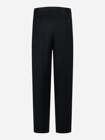 Pantalone nero wide loose fit in flanella stretch