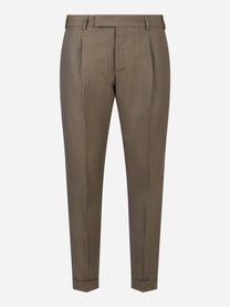 Pantalone Rebel carrot fit in lana con motivo gessato beige