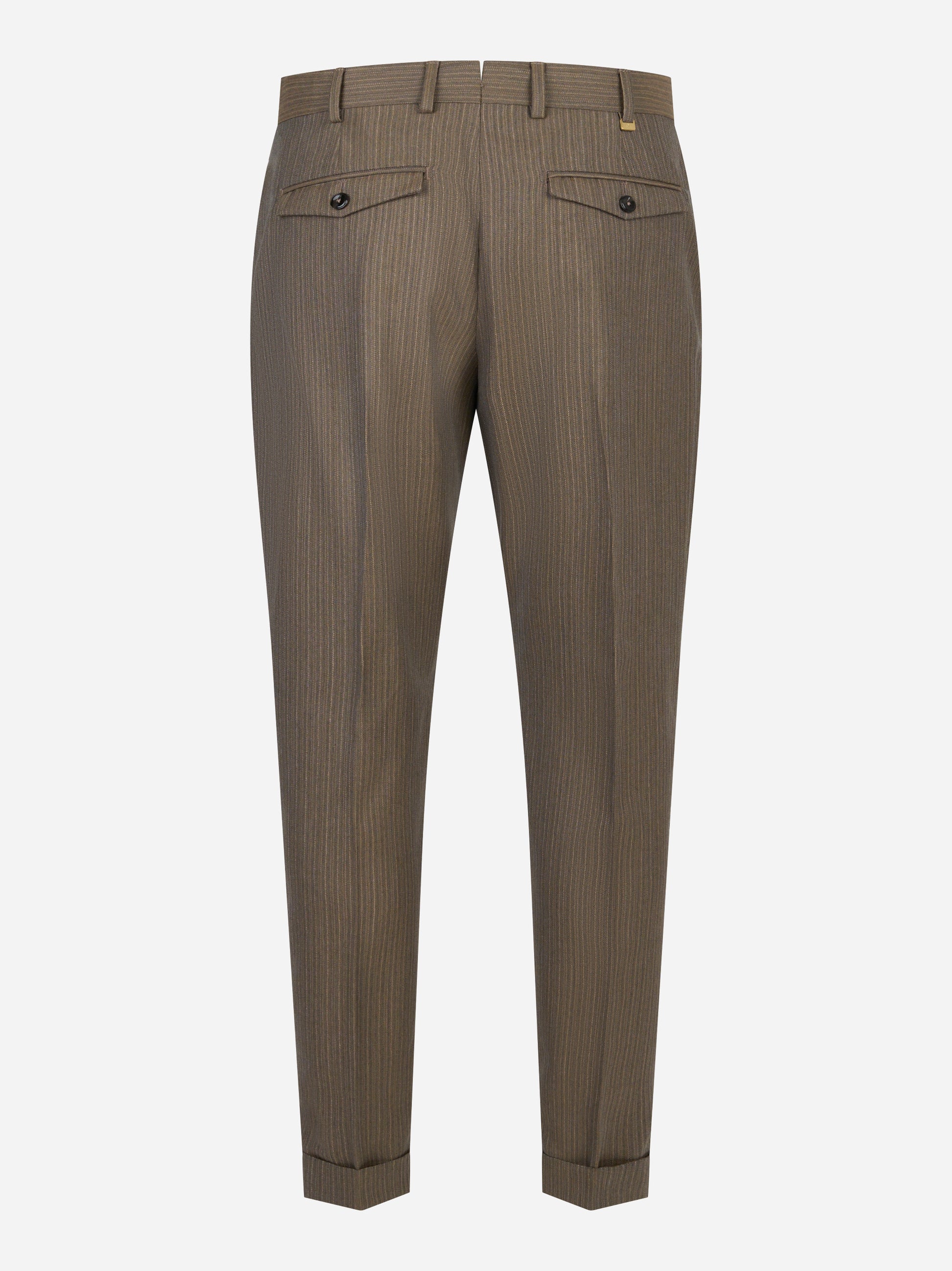 Pantalone Rebel carrot fit in lana con motivo gessato beige