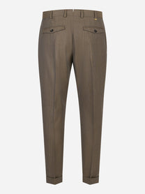 Pantalone Rebel carrot fit in lana con motivo gessato beige