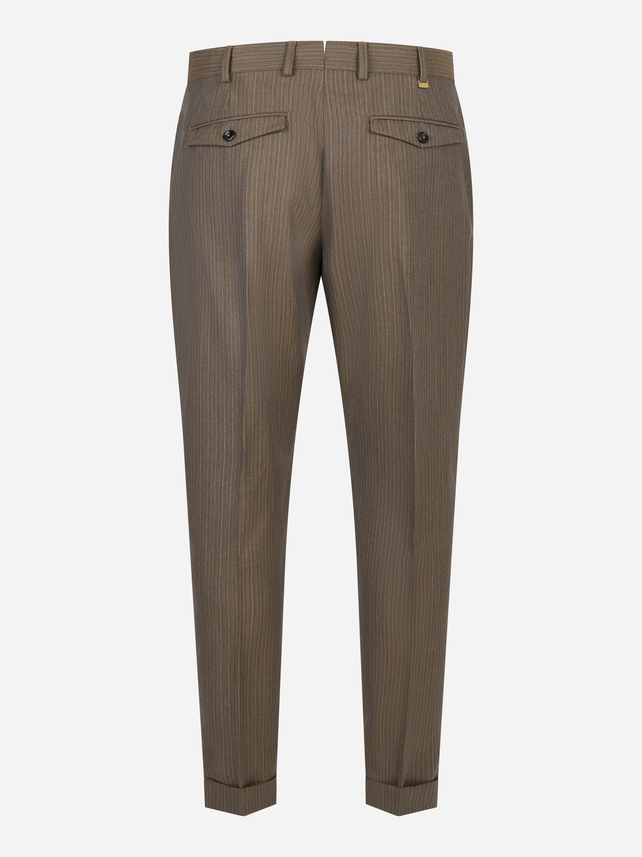 Pantalone Rebel carrot fit in lana con motivo gessato beige