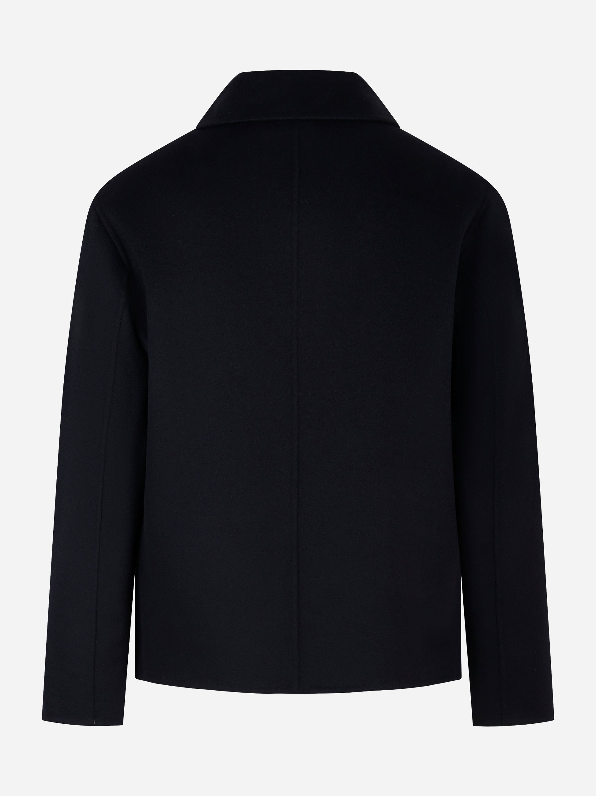 Giacca con zip centrale in double di lana blu