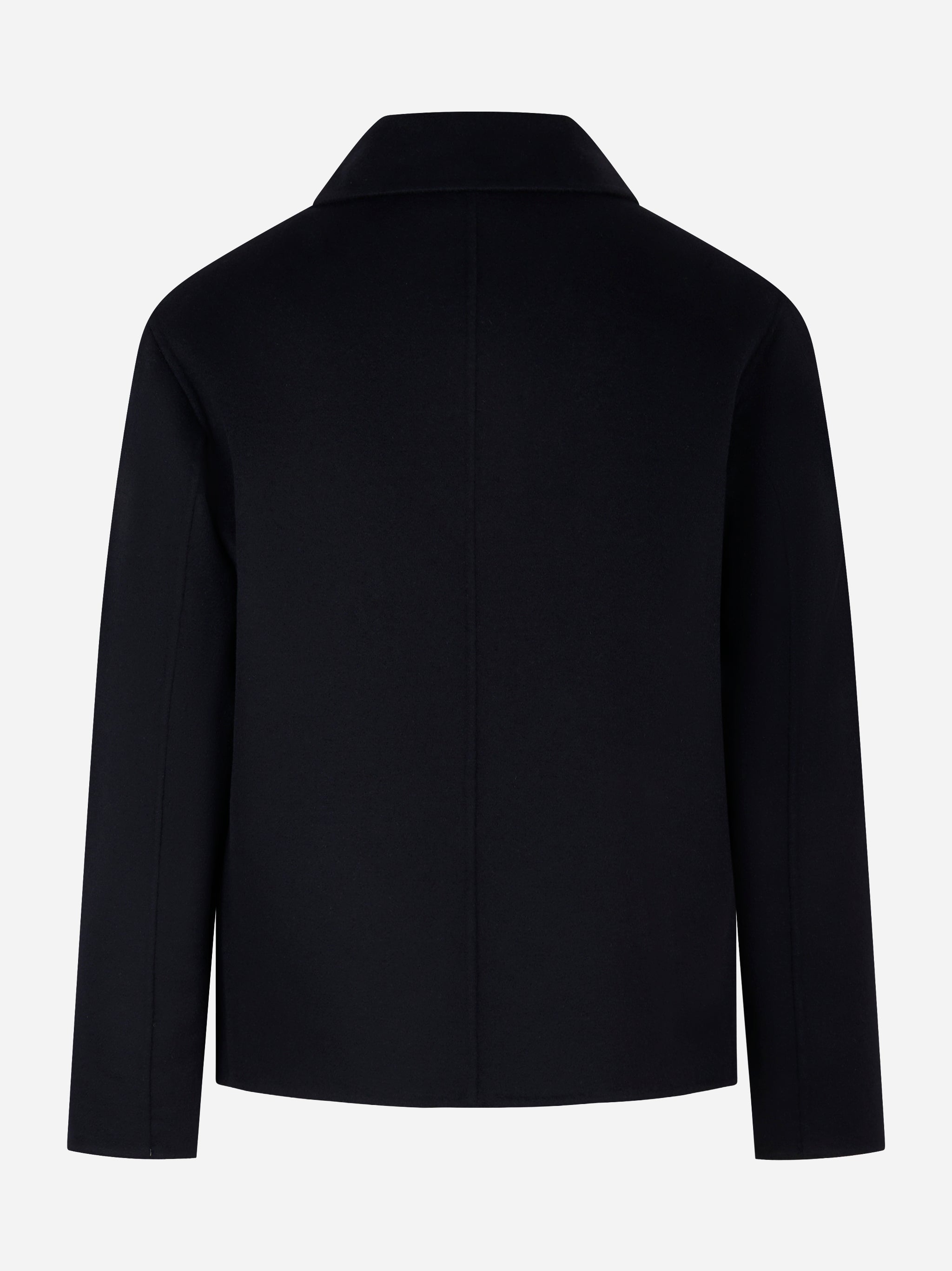 Giacca con zip centrale in double di lana blu