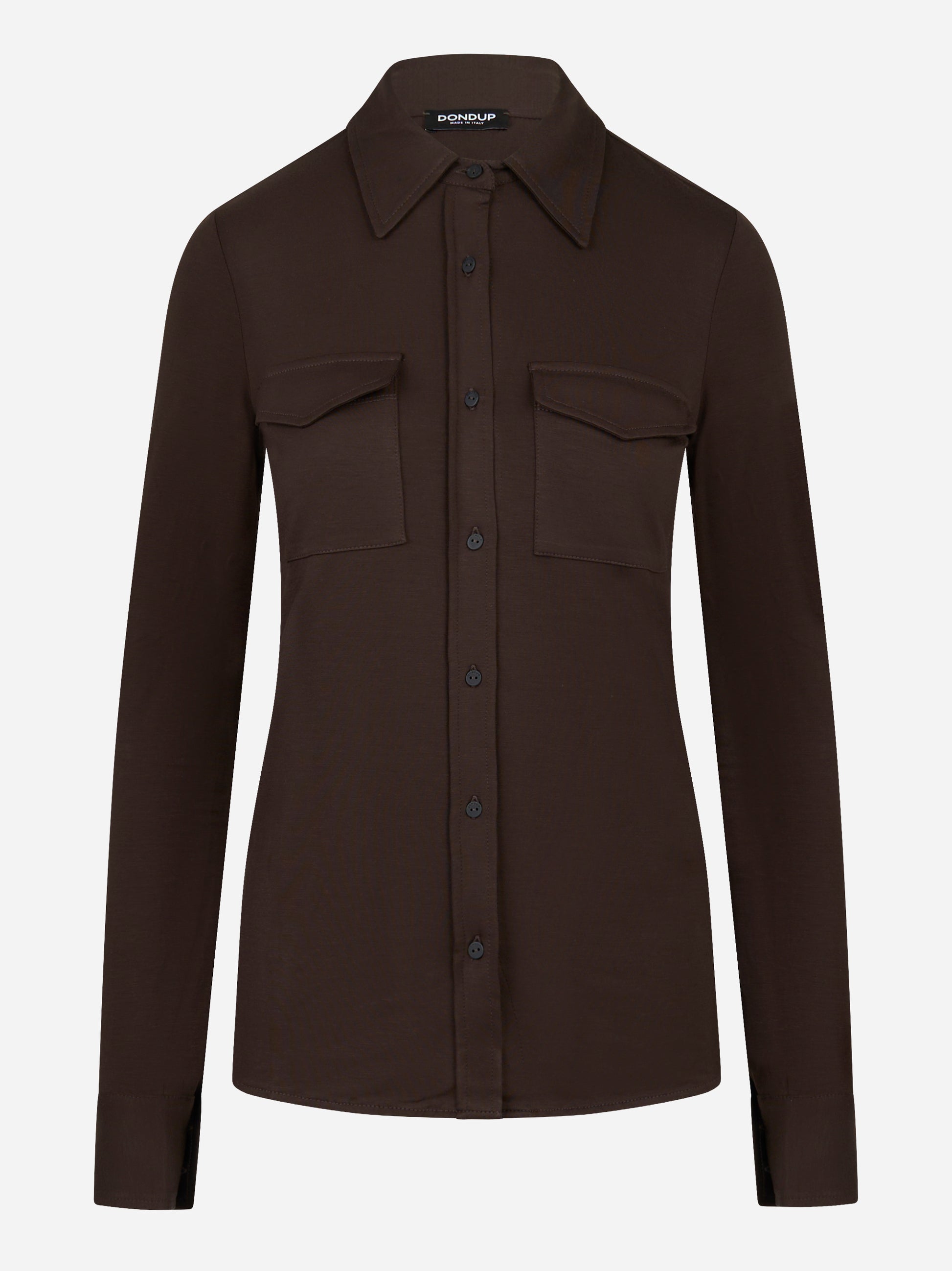 Camicia marrone in jersey di viscosa