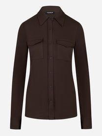 Camicia marrone in jersey di viscosa