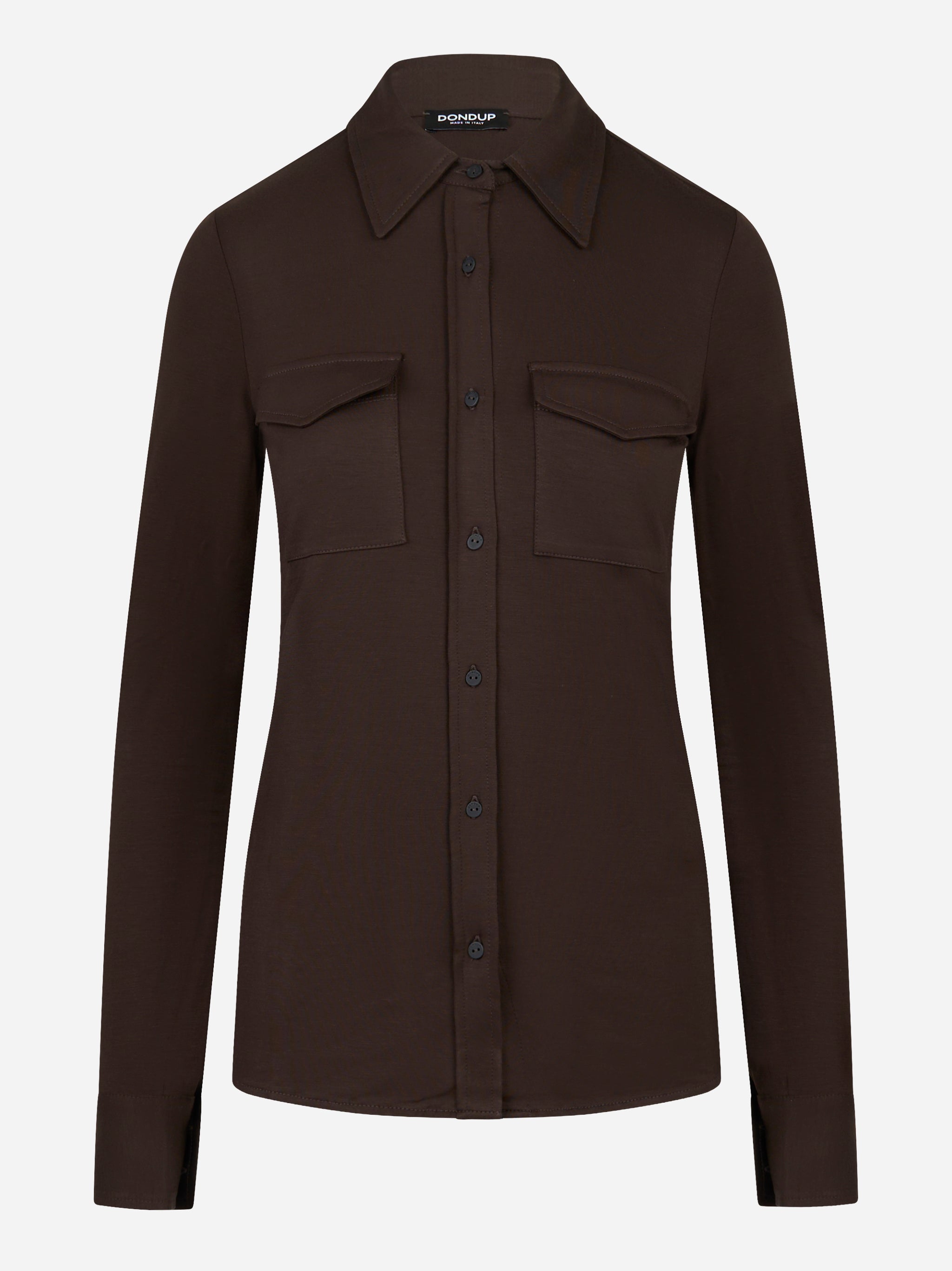 Camicia marrone in jersey di viscosa