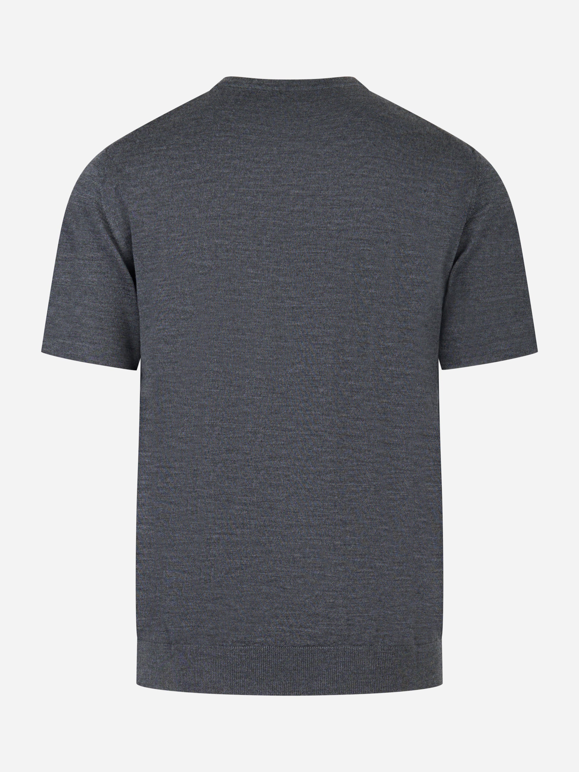 Maglia grigia manica corta in lana merinos finezza 16