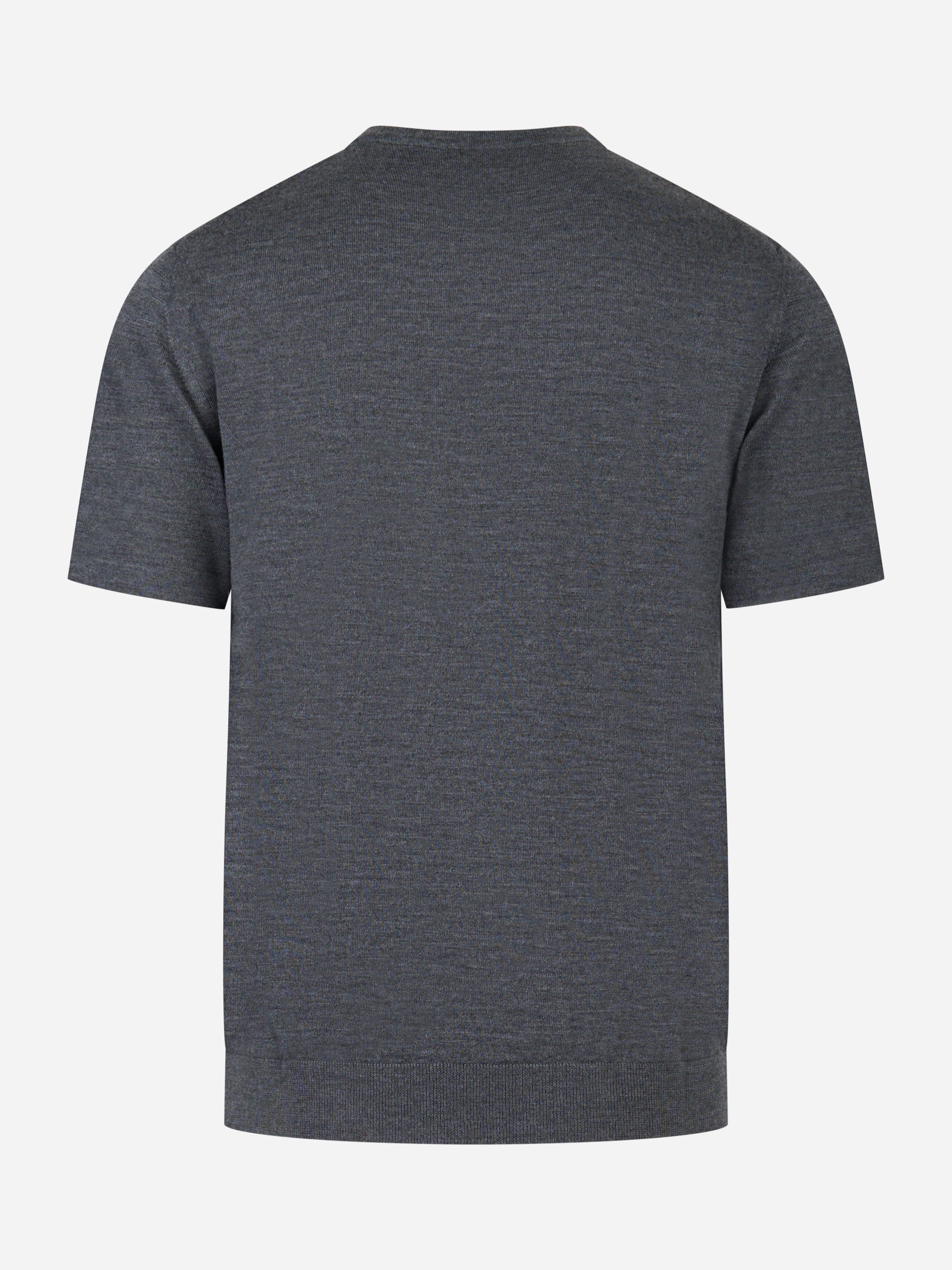 Maglia grigia manica corta in lana merinos finezza 16