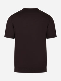 Maglia marrone manica corta in lana merinos finezza 16