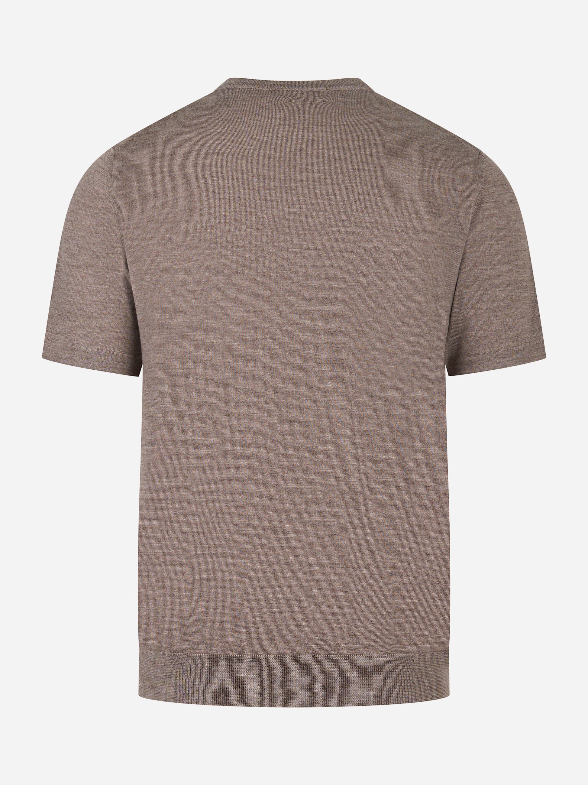 Maglia beige manica corta in lana merinos finezza 16