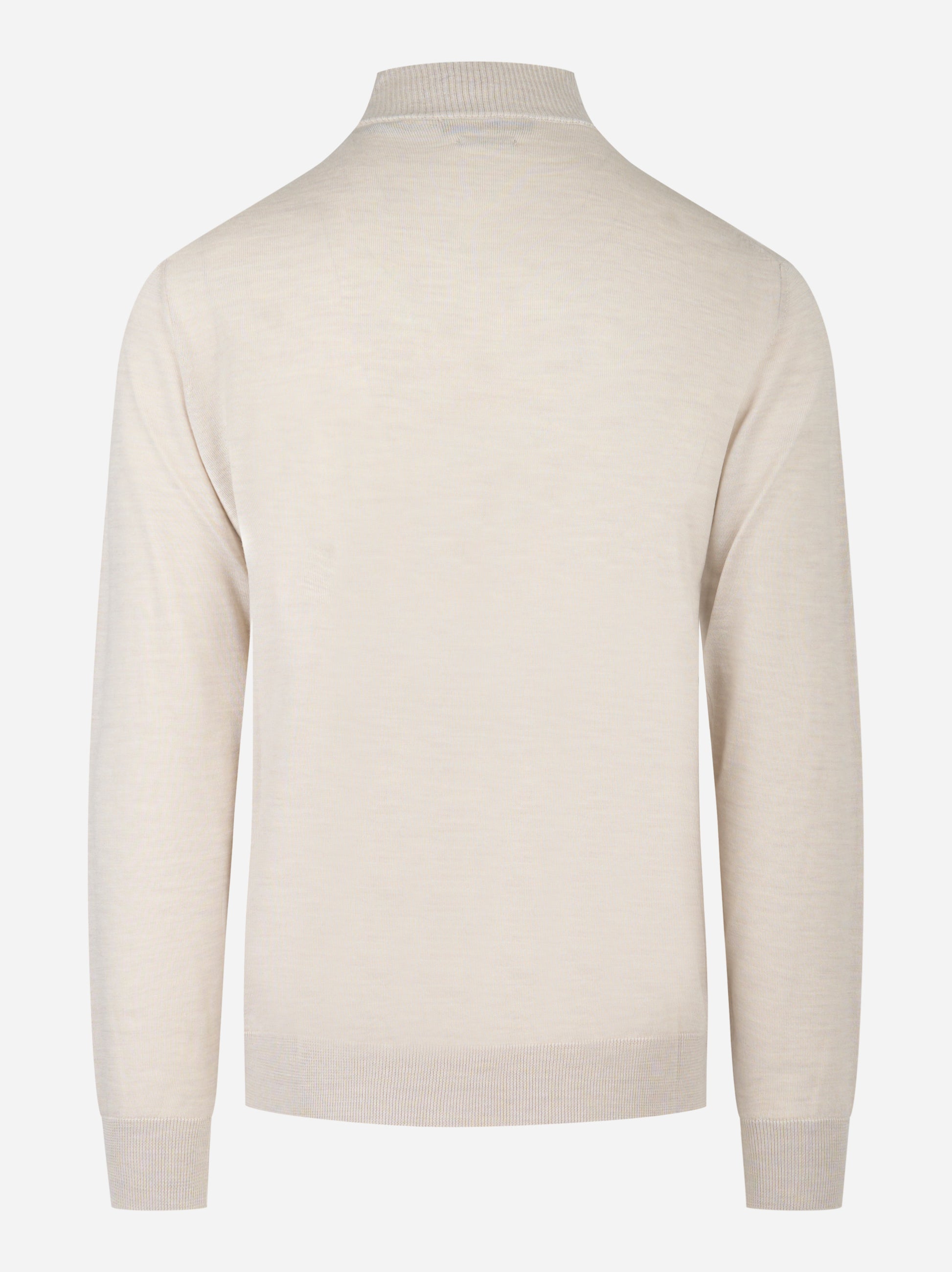 Maglia beige mezza zip in lana merinos finezza 16
