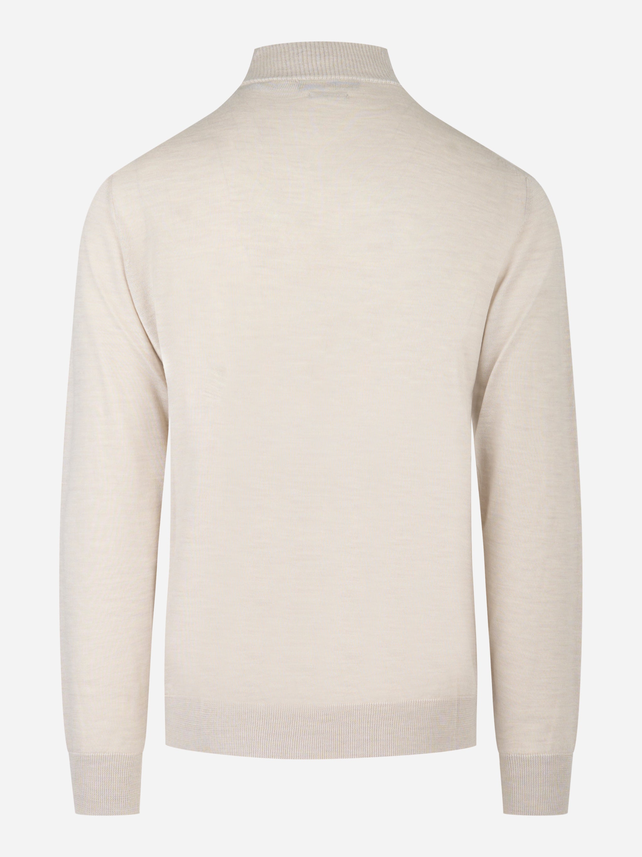 Maglia beige mezza zip in lana merinos finezza 16