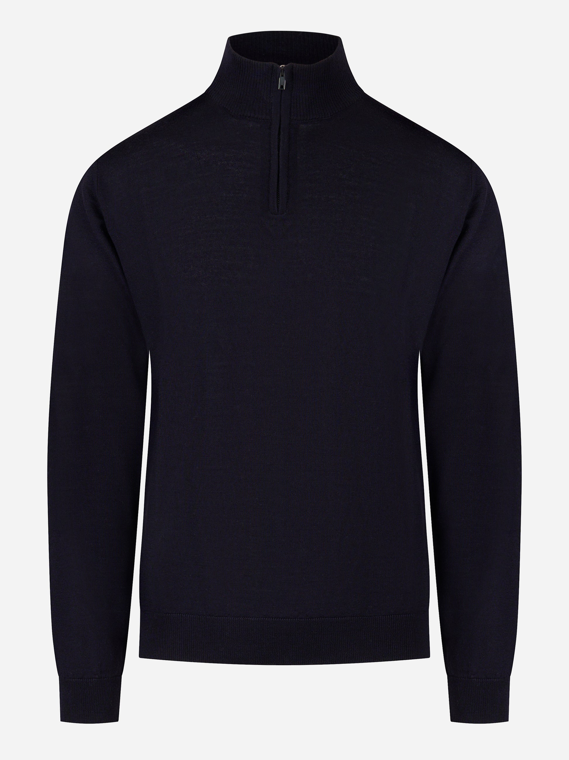 Maglia mezza zip in lana merinos finezza 16 blu
