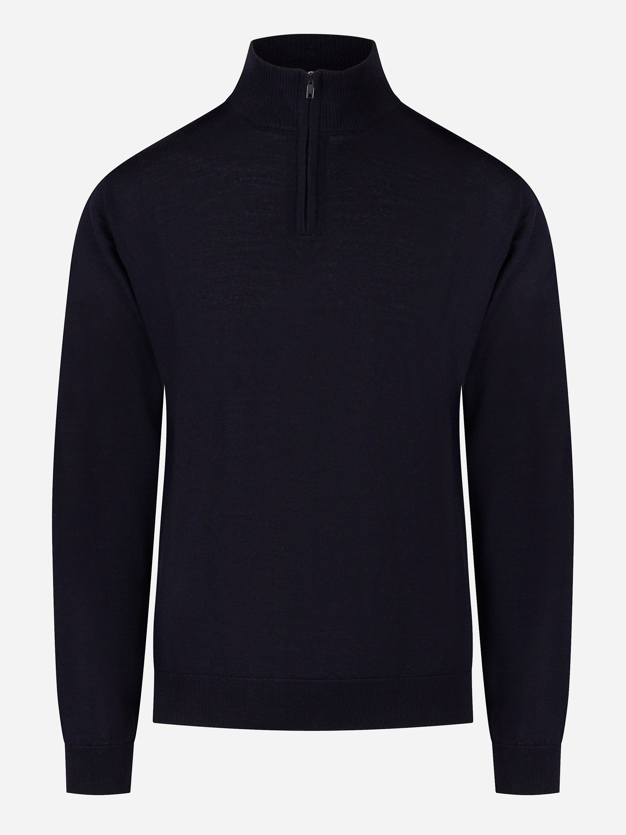 Maglia mezza zip in lana merinos finezza 16 blu