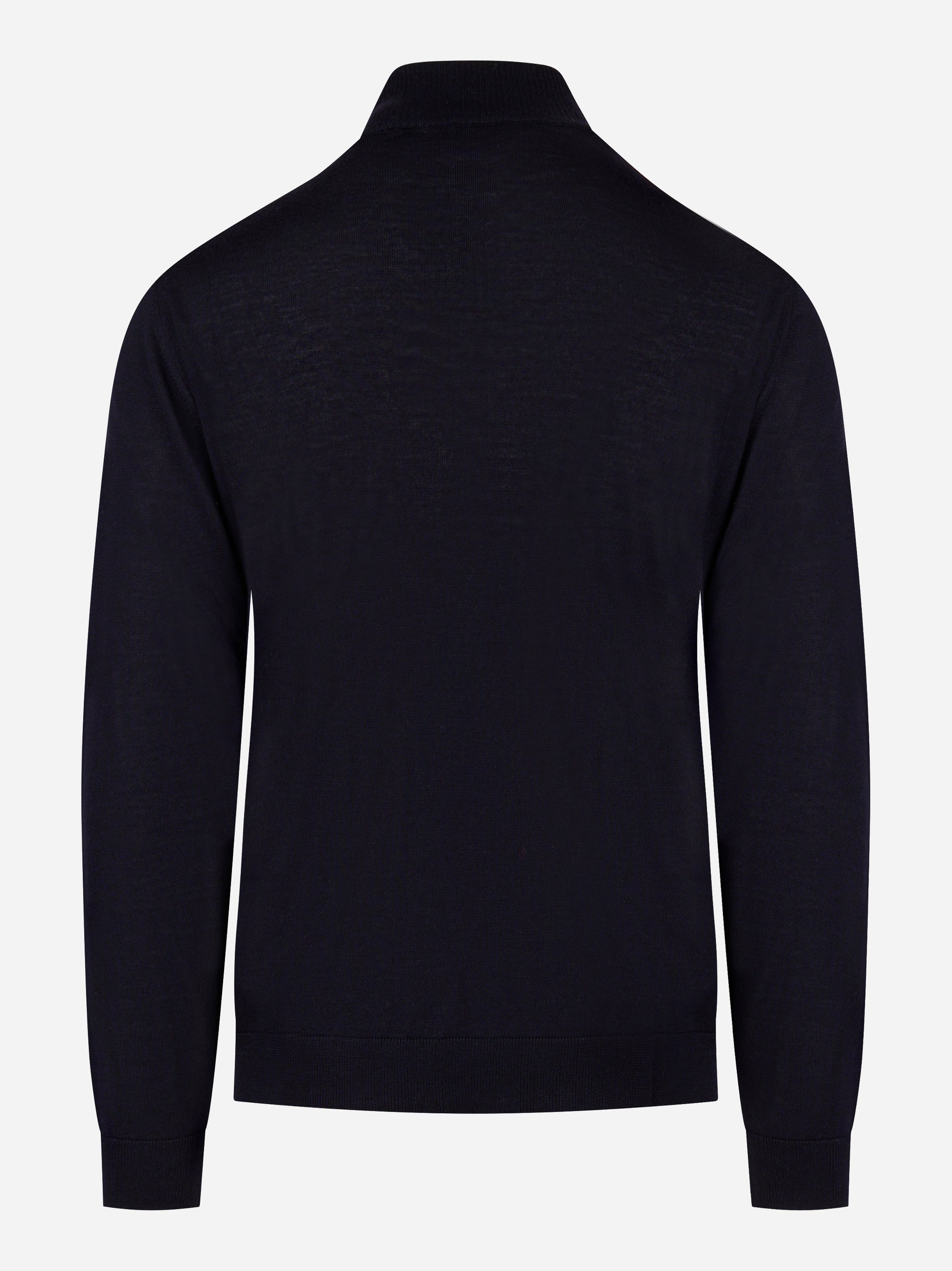 Maglia mezza zip in lana merinos finezza 16 blu